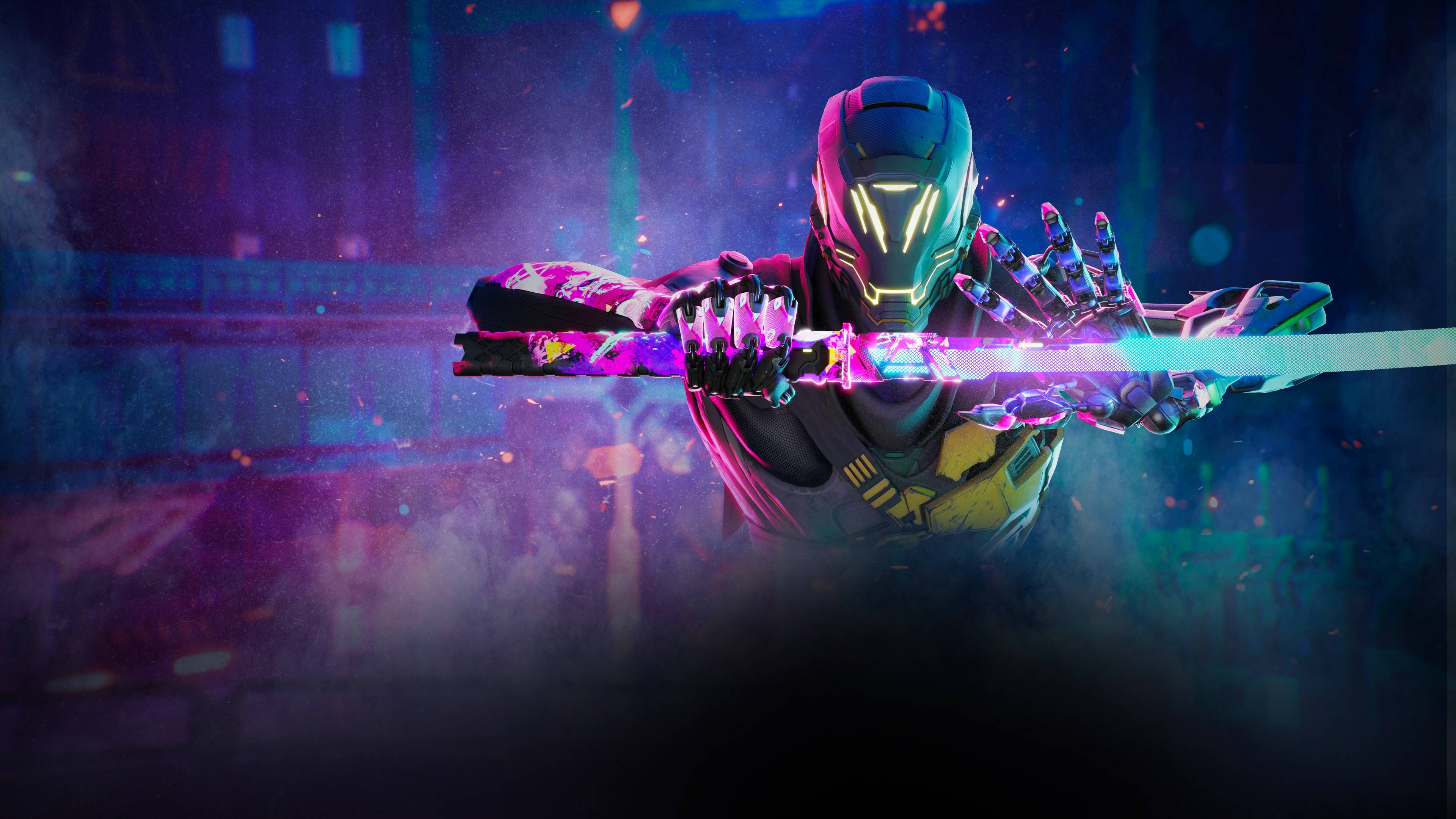 Ghostrunner ถือดาบ 1920 X 1080 เกมมิ่ง วอลเปเปอร์