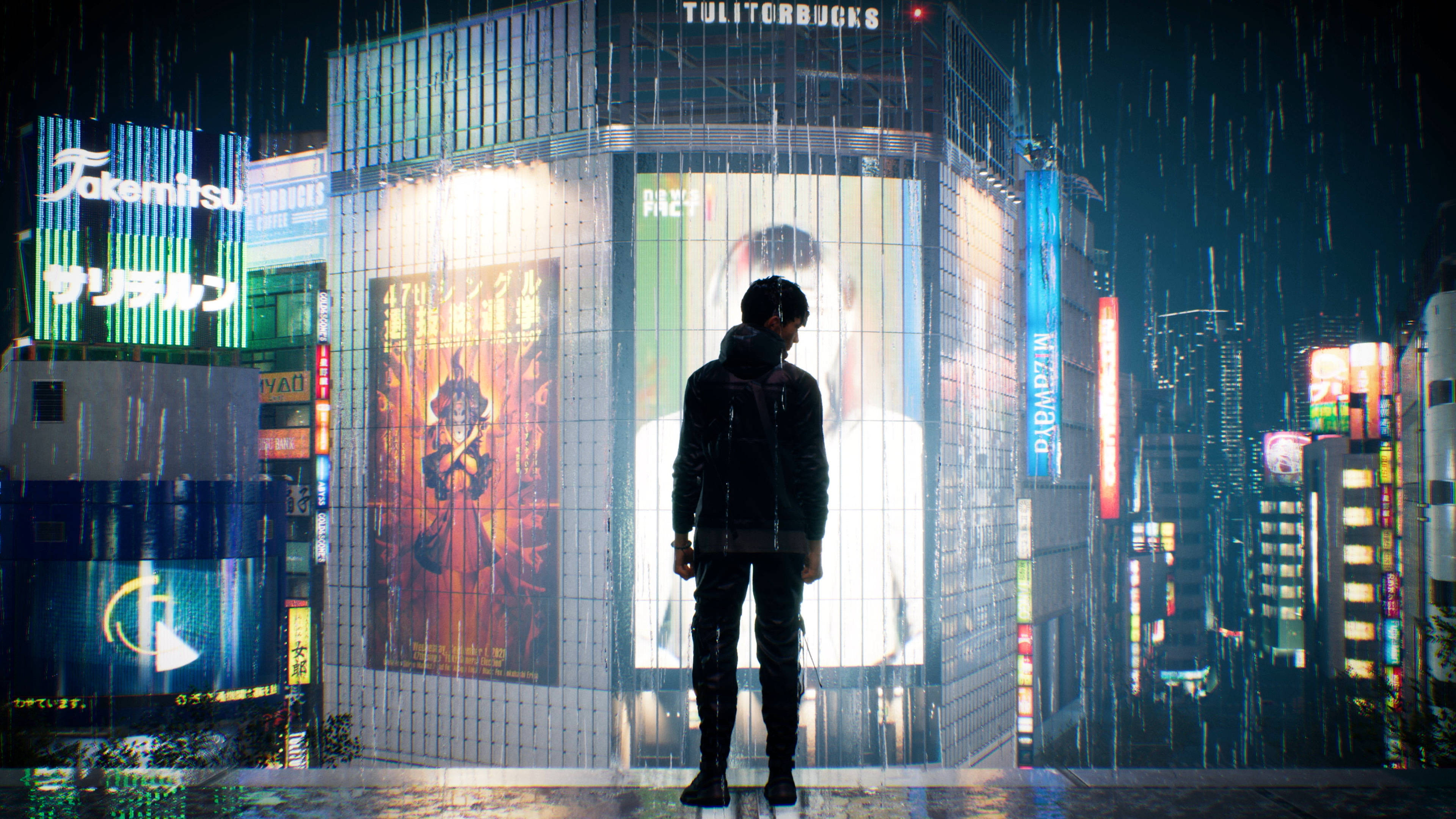 Ghostwire Tokyo อากิโตะ กลางสายฝน วอลเปเปอร์