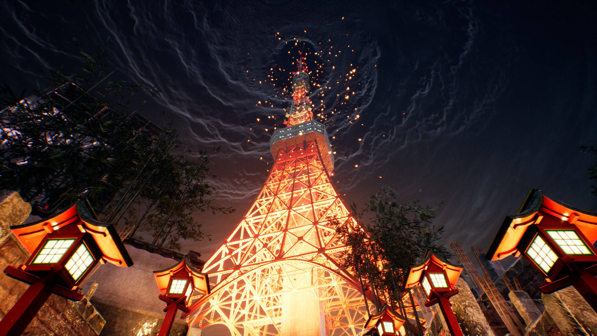 Ghostwire Tokyo เมฆหมุนวน วอลเปเปอร์