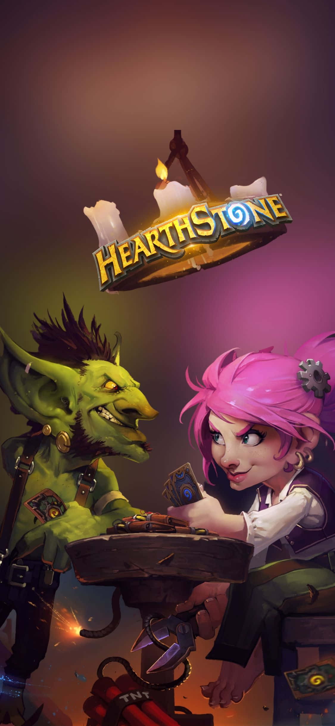 Goblin และ Gnome เล่น iPhone XS Hearthstone พื้นหลัง วอลเปเปอร์