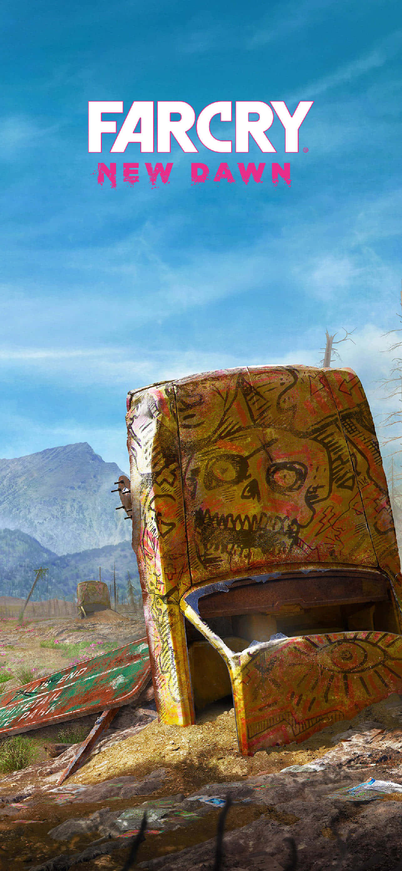 รถสีเหลืองกราฟฟิตี พื้นหลัง Pixel 3 Far Cry New Dawn วอลเปเปอร์