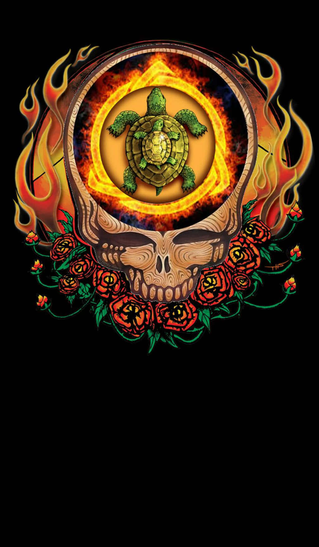 กะโหลกกับเต่าเป็น Grateful Dead iPhone วอลเปเปอร์