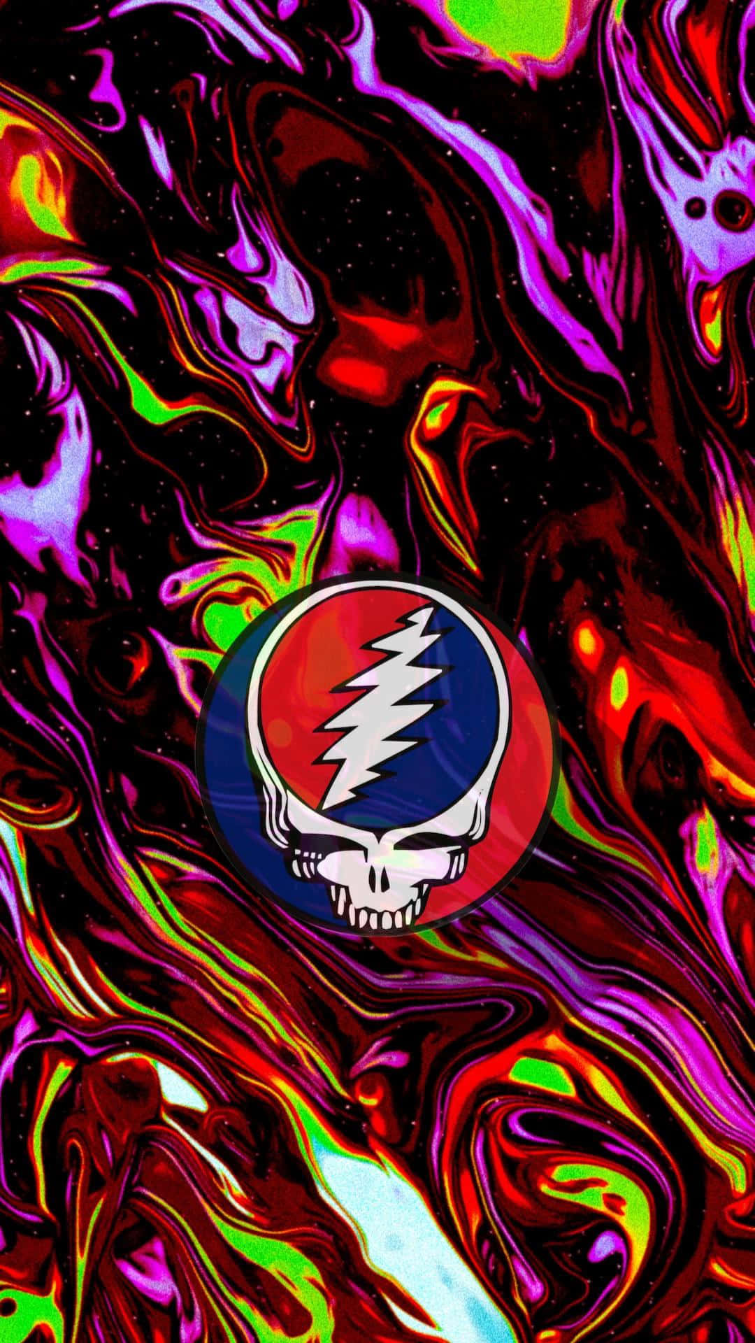 Grateful Dead ไอโฟน วอลเปเปอร์ ผิวยืดหยุ่นเรืองแสง และโลโก้กะโหลก วอลเปเปอร์