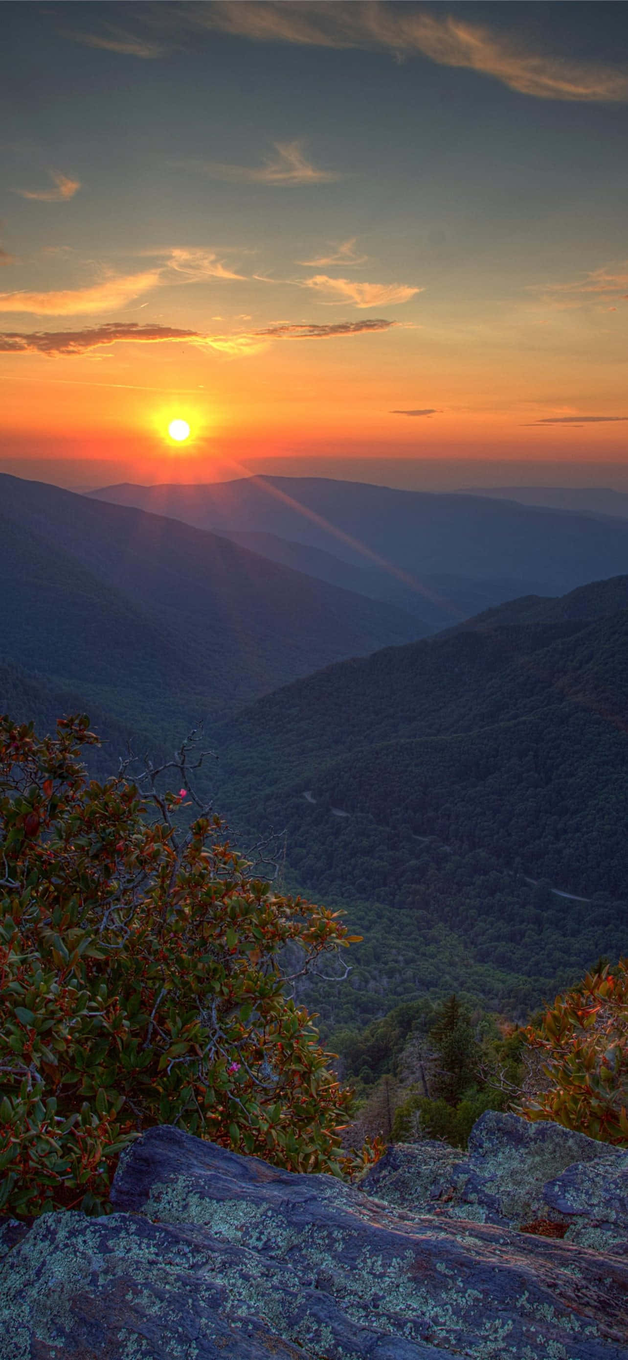 พระอาทิตย์สีทอง Great Smoky Mountains National Park วอลเปเปอร์