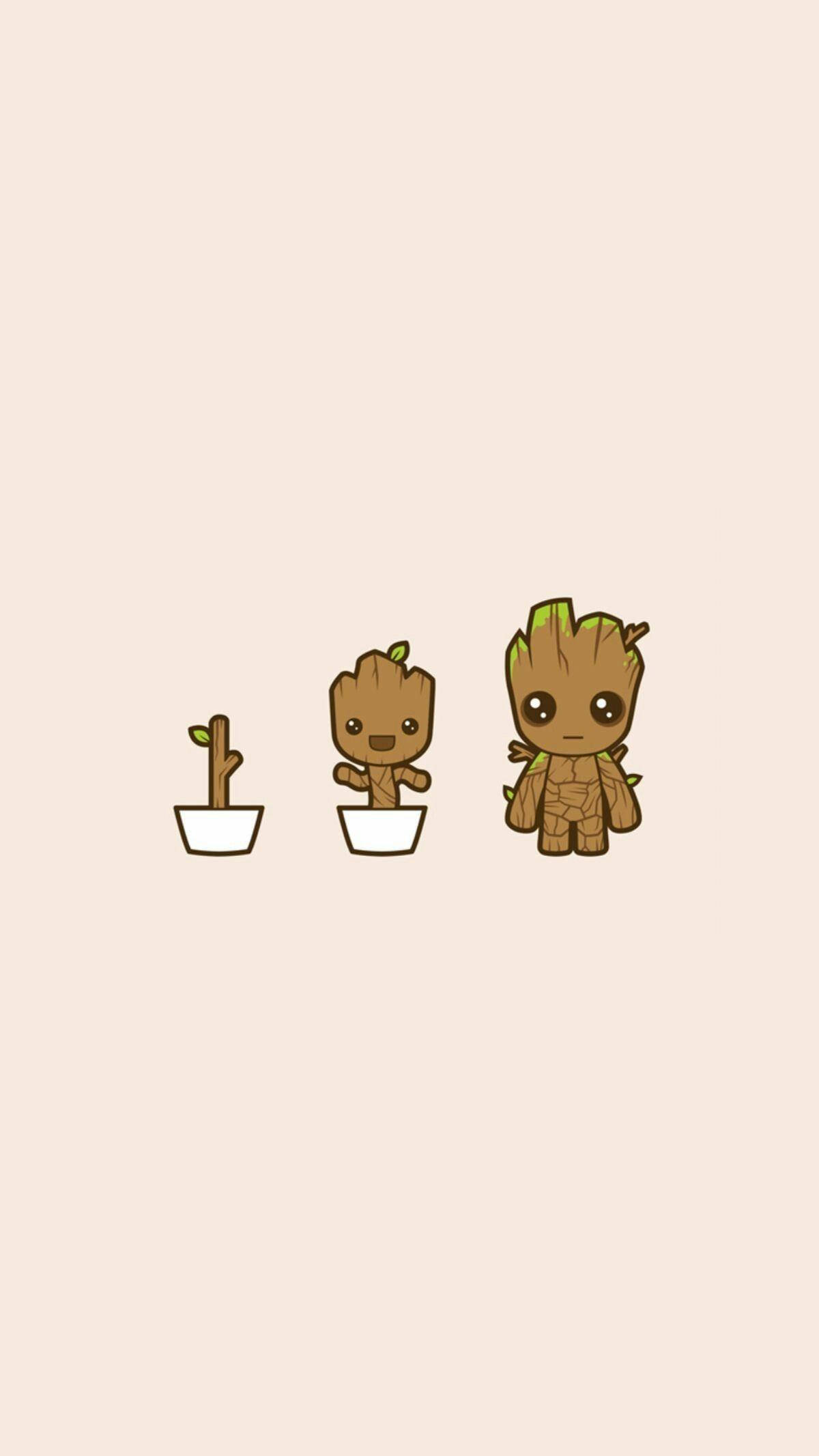 Groot ศิลปะมินิมอล 4K Marvel iPhone วอลเปเปอร์