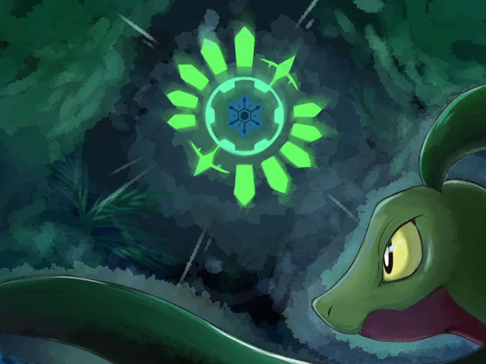 Grovyle รายล้อมด้วยไผ่ วอลเปเปอร์
