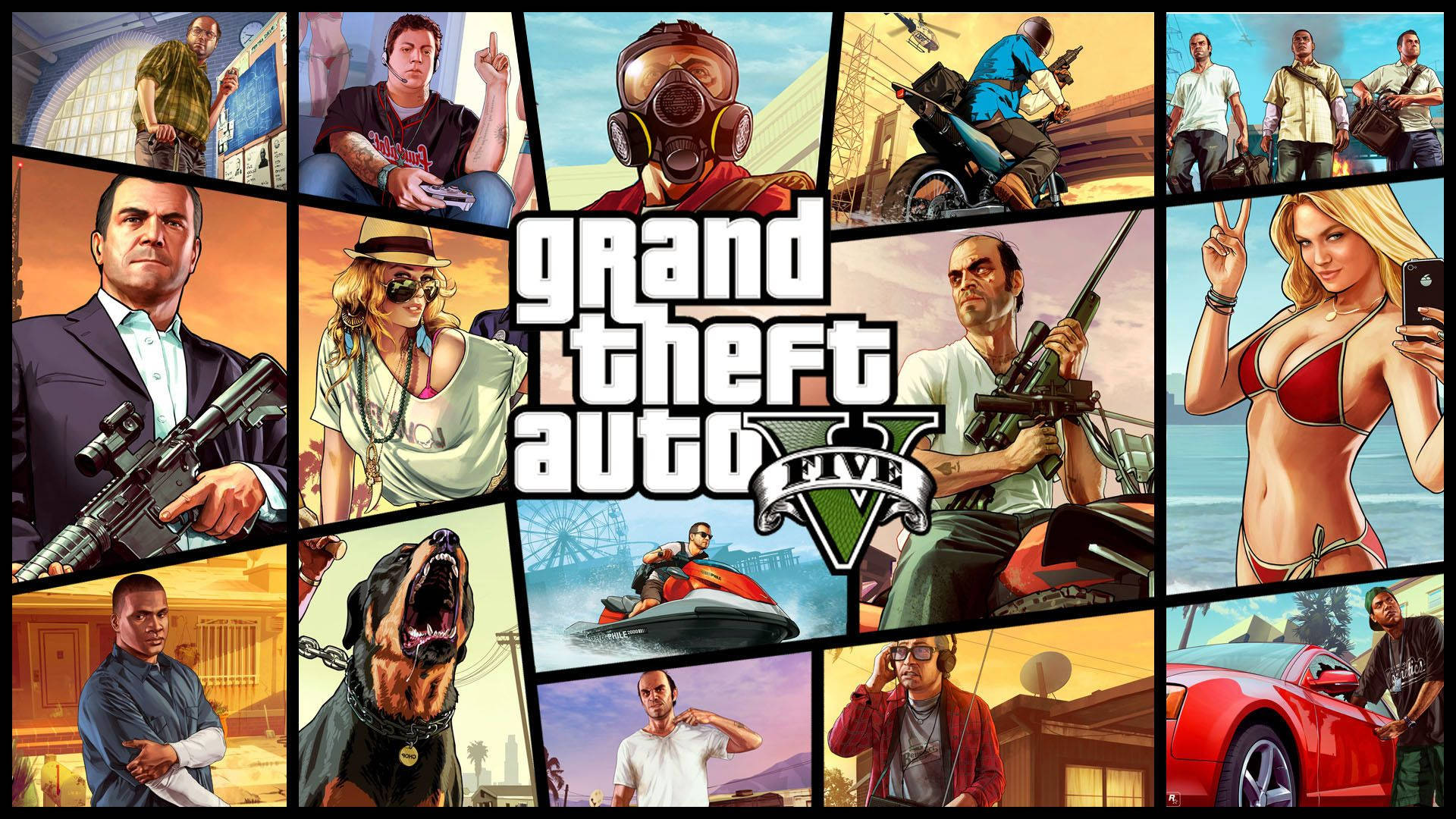 โปสเตอร์เกม GTA 5 ความละเอียด 1080p วอลเปเปอร์