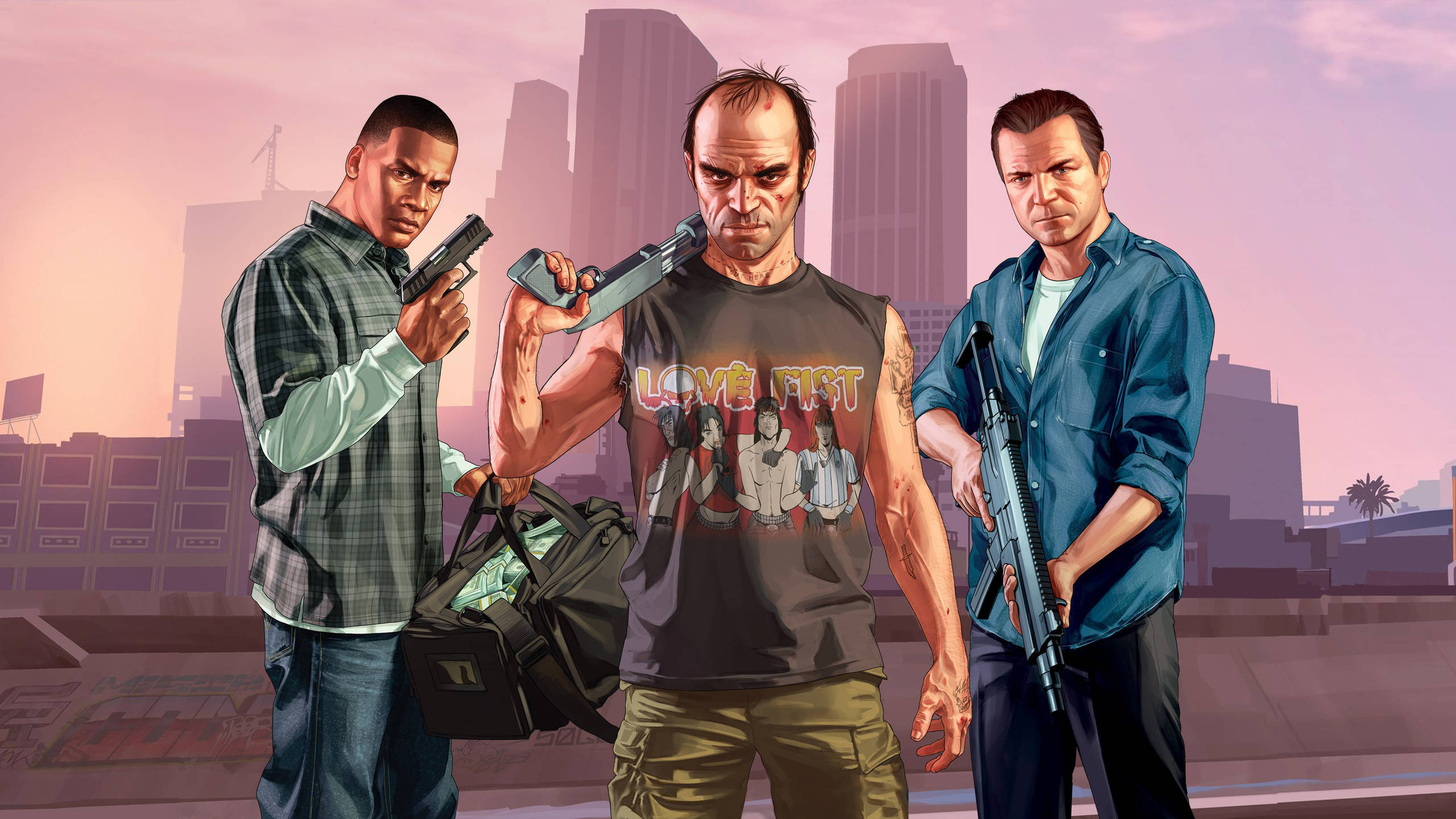 GTA 5 2560x1440 สุดโหดตัวละคร วอลเปเปอร์
