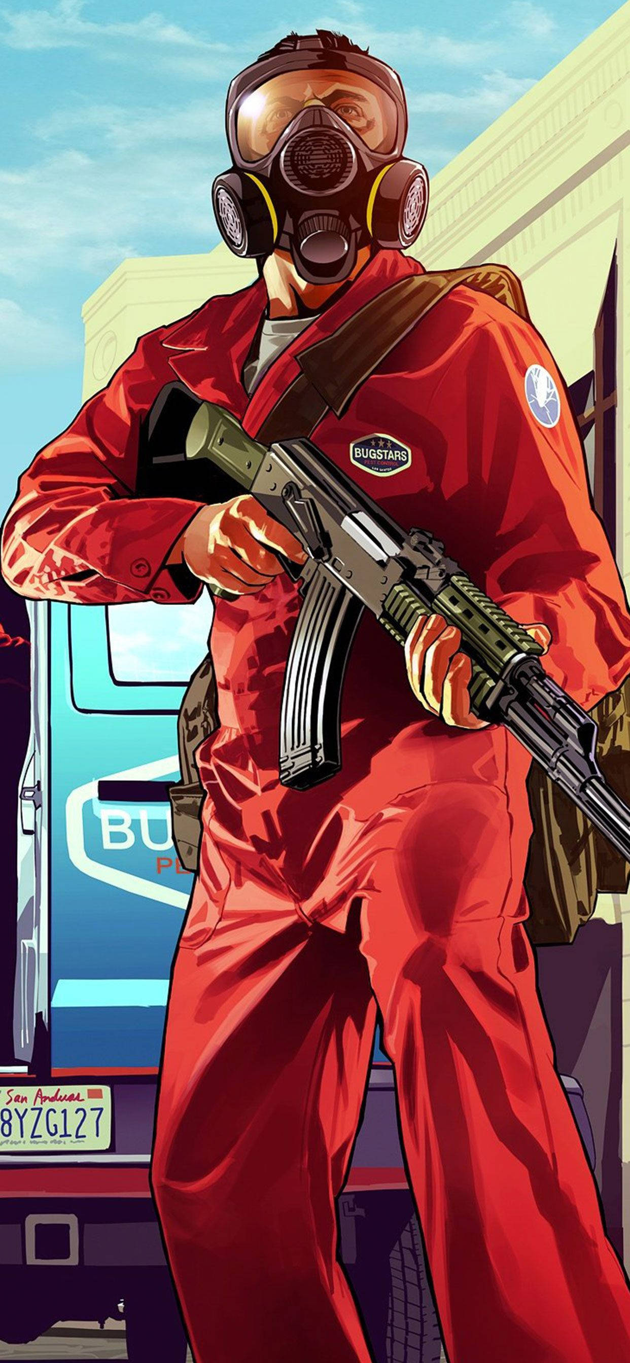 GTA 5 iPhone Heist ชุดนักโทษสีส้ม วอลเปเปอร์