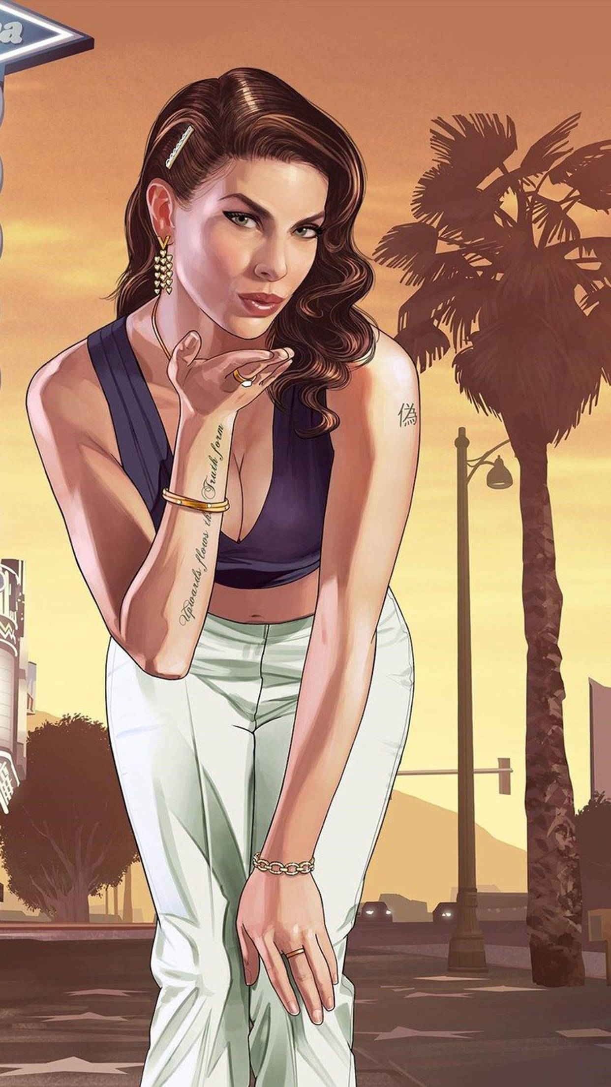 สาวผมน้ำตาล GTA iPhone วอลเปเปอร์