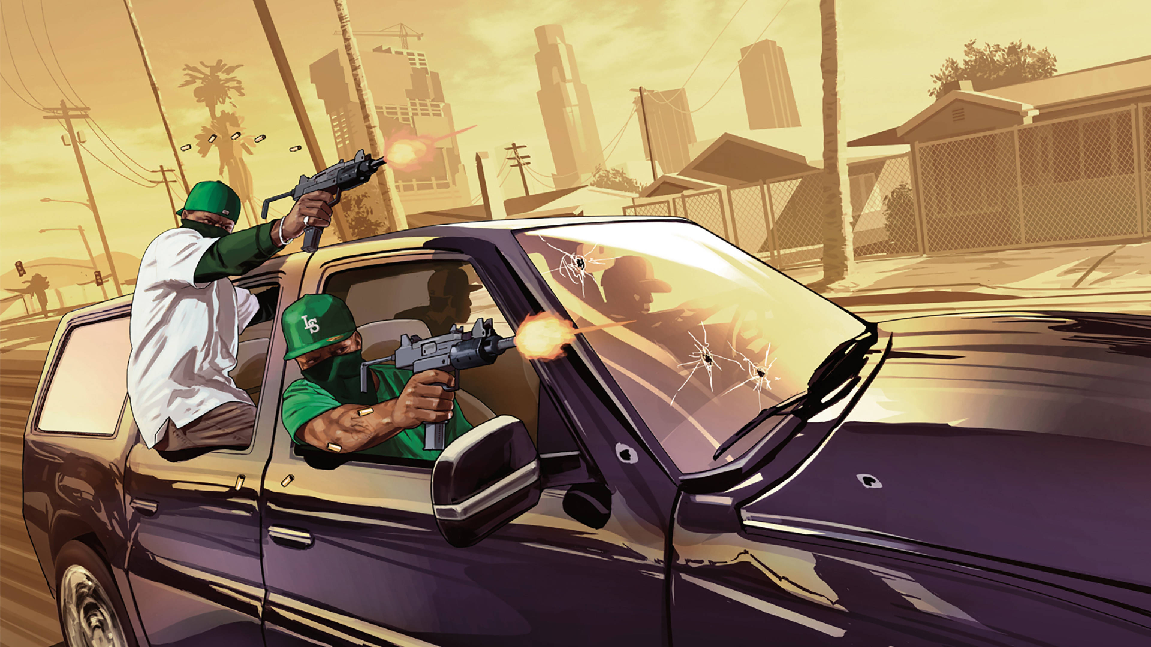 GTA SA 4K ยิงปืนในรถ วอลเปเปอร์