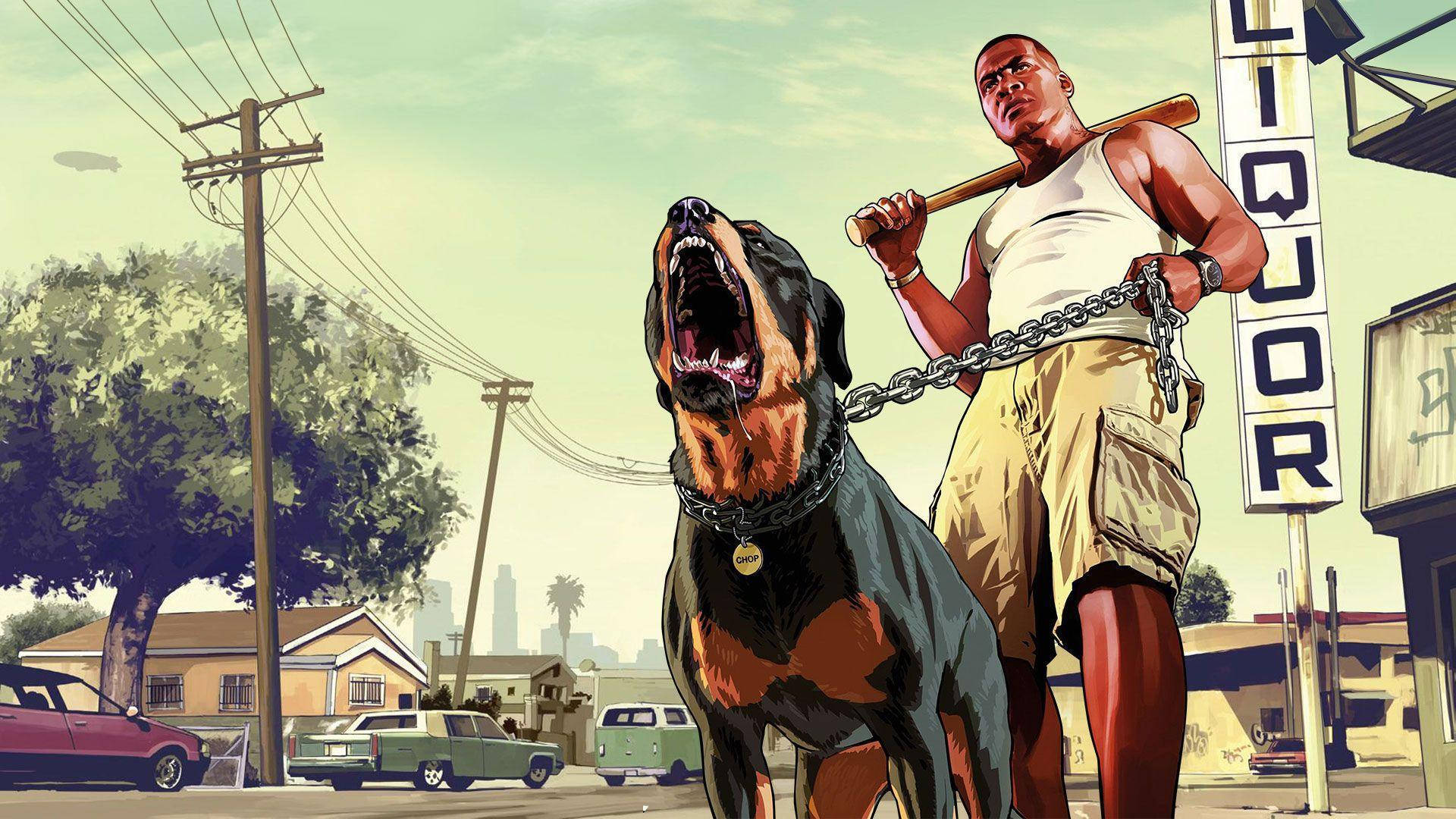 GTA SA 4K คาร์ล จอห์นสัน กับสุนัข วอลเปเปอร์
