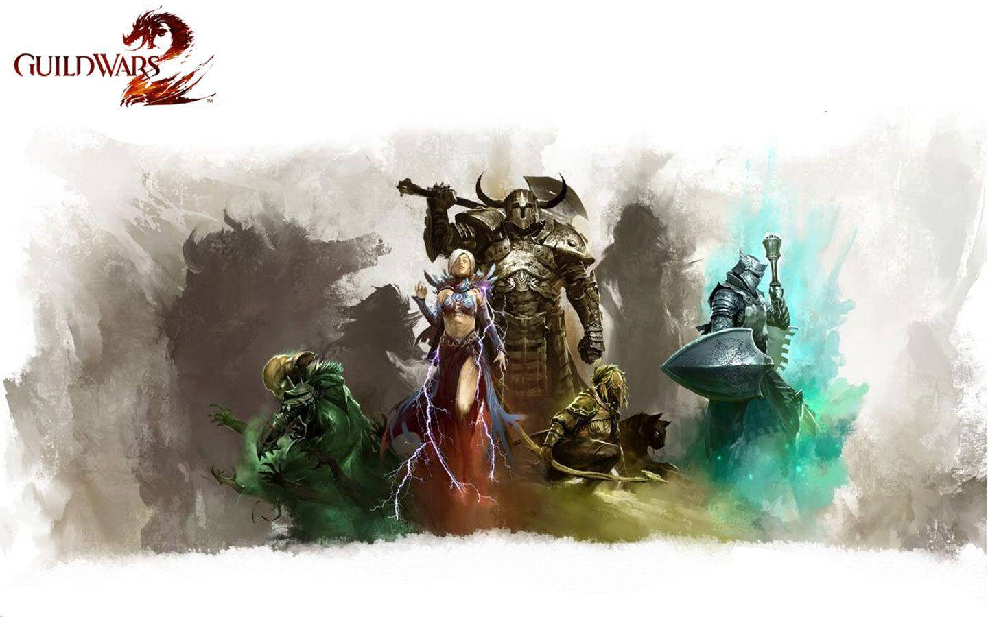 Guild Wars 2 สีเทาแบบนามธรรม วอลเปเปอร์