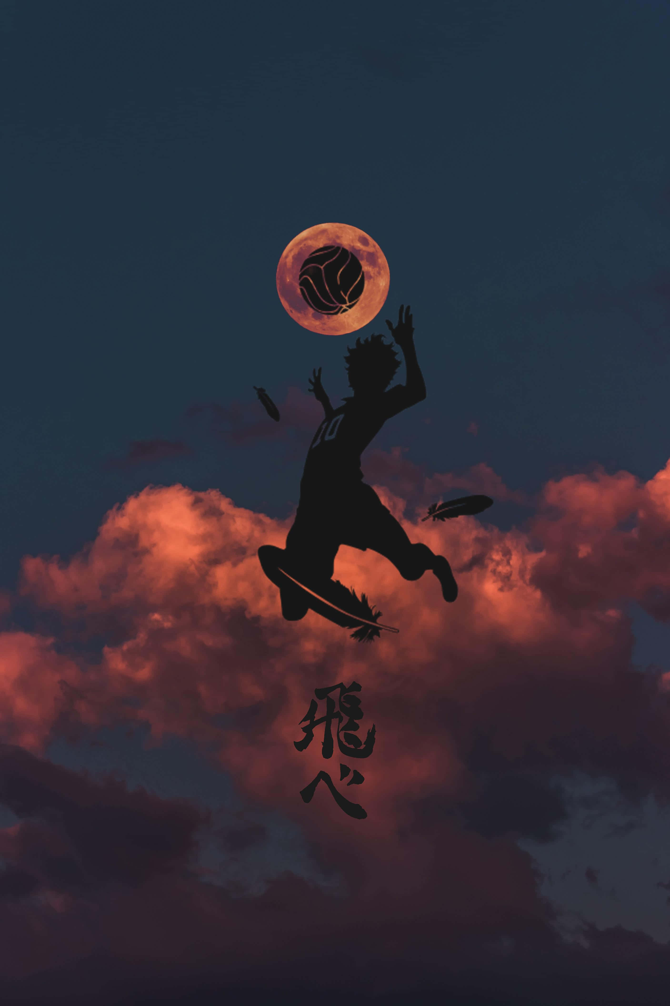 ภาพศิลปะดิจิทัลเงาของโชโย ฮินาตะจาก Haikyuu สำหรับ iPhone วอลเปเปอร์