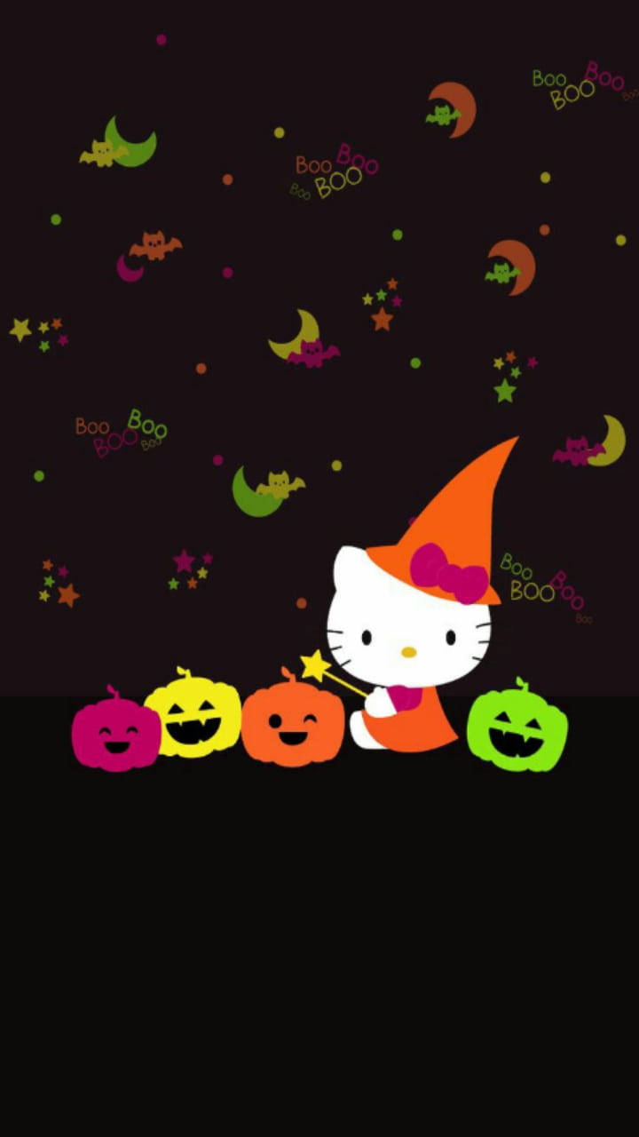 น่ารัก Halloween Black Hello Kitty วอลเปเปอร์