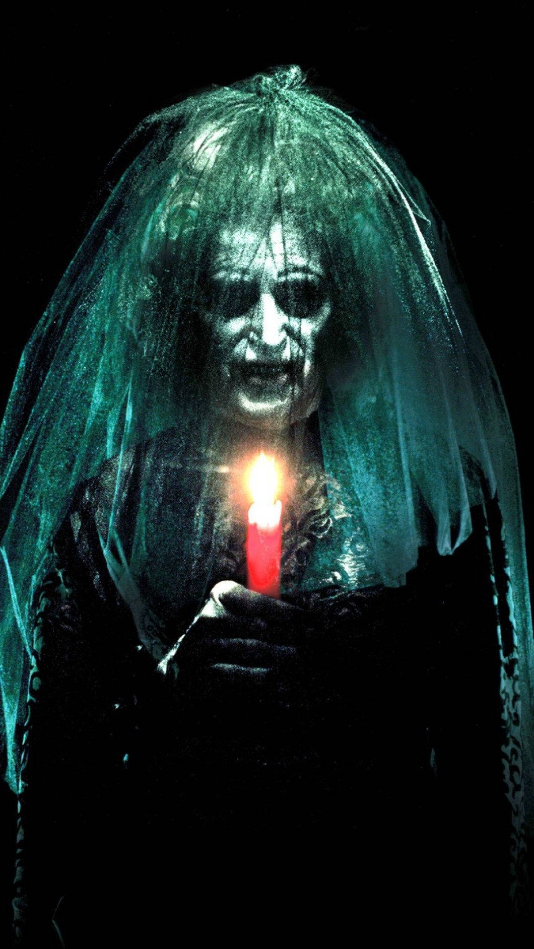 ผีม่านเขียว Halloween iPhone วอลเปเปอร์