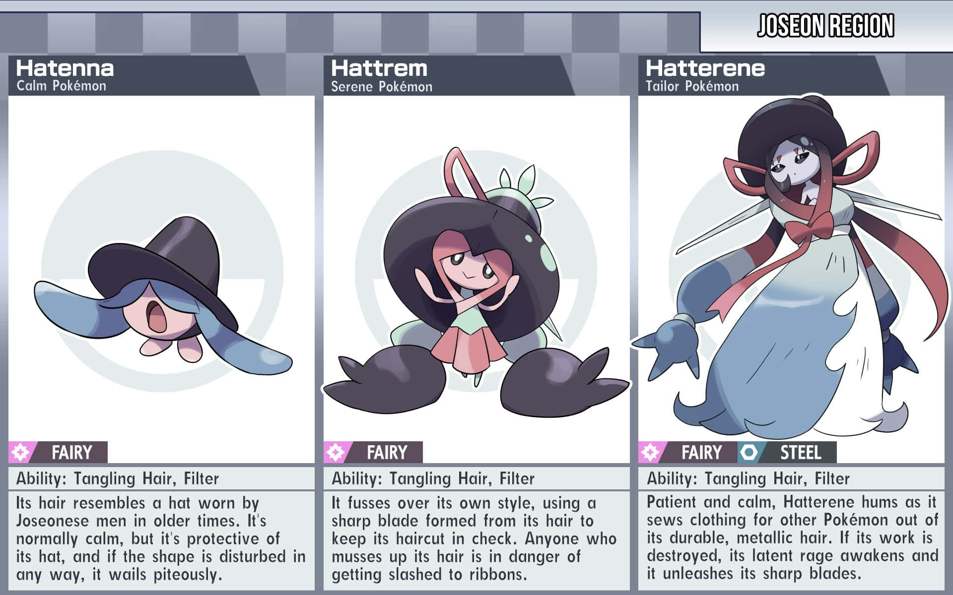 Hatenna, Hattrem และ Hatterene พร้อมคำอธิบาย วอลเปเปอร์