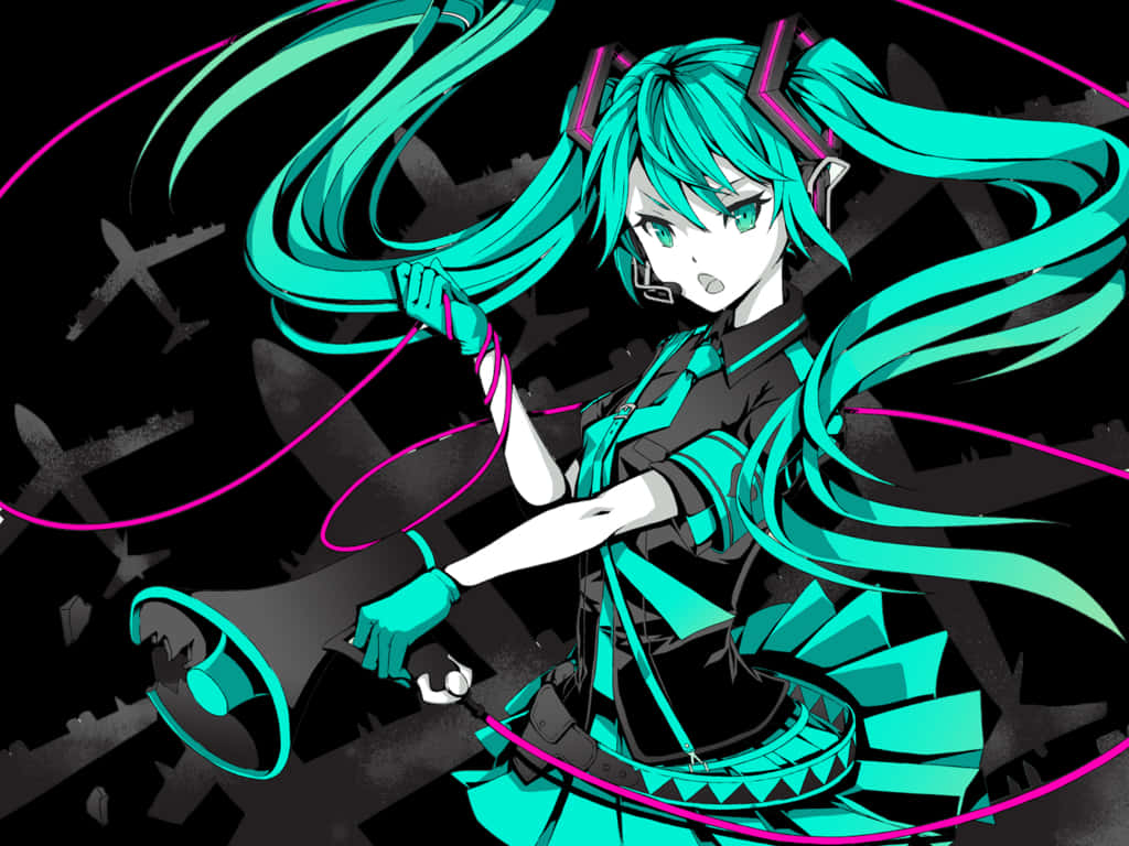 ภาพศิลปะ Hatsune Miku สีสันสดใส วอลเปเปอร์