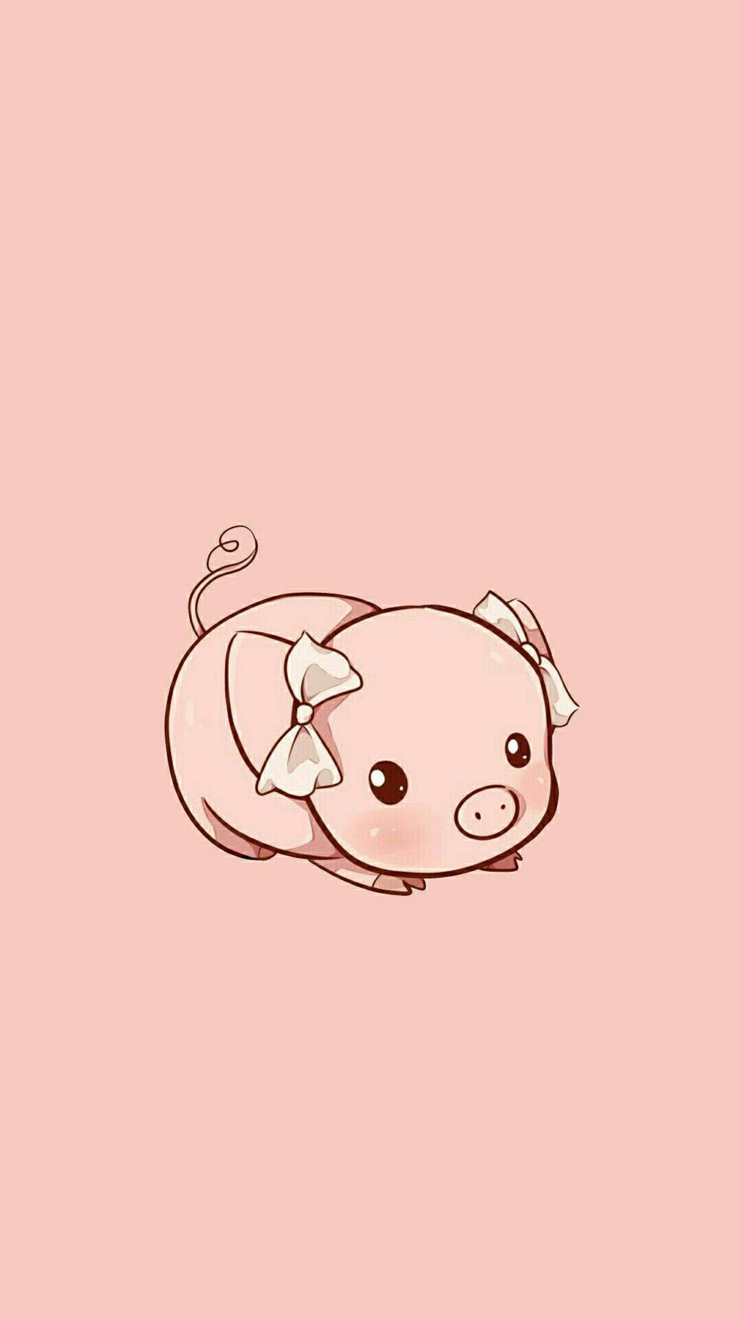 หมูสีชมพูน่ารักสไตล์คาวาอี้ HD วอลเปเปอร์
