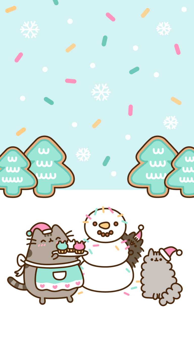 วอลเปเปอร์น่ารัก HD Pusheen ฉลองคริสต์มาส วอลเปเปอร์