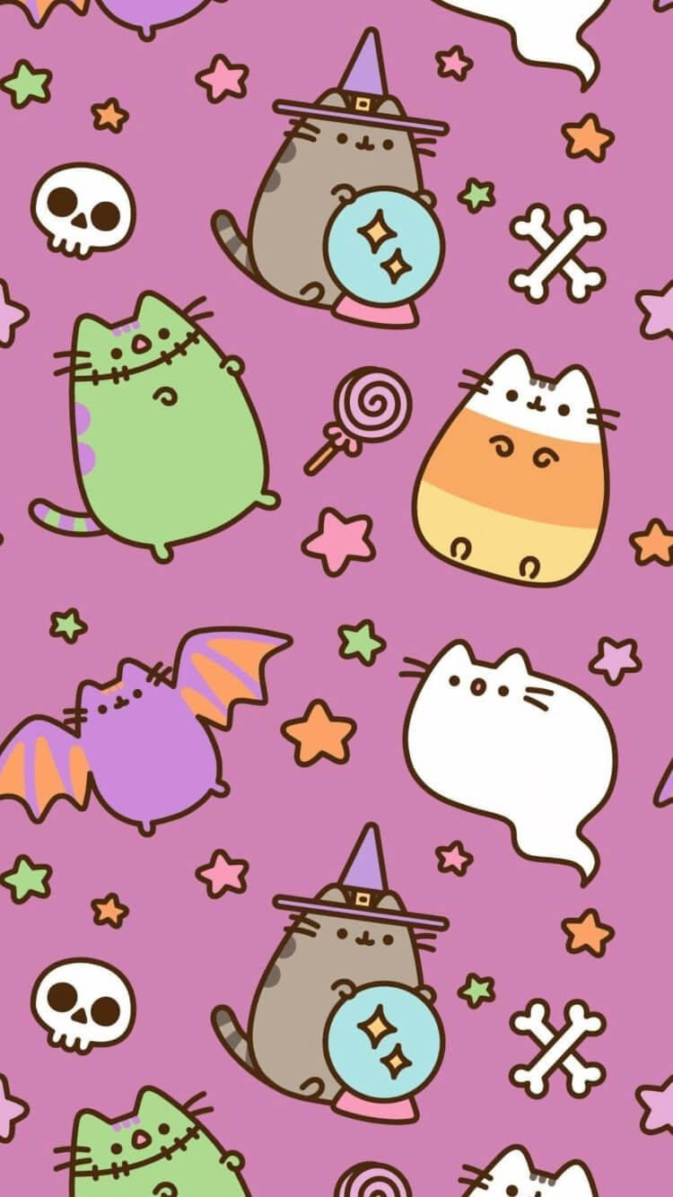น่ารัก HD ฮาโลวีน Pusheen วอลเปเปอร์