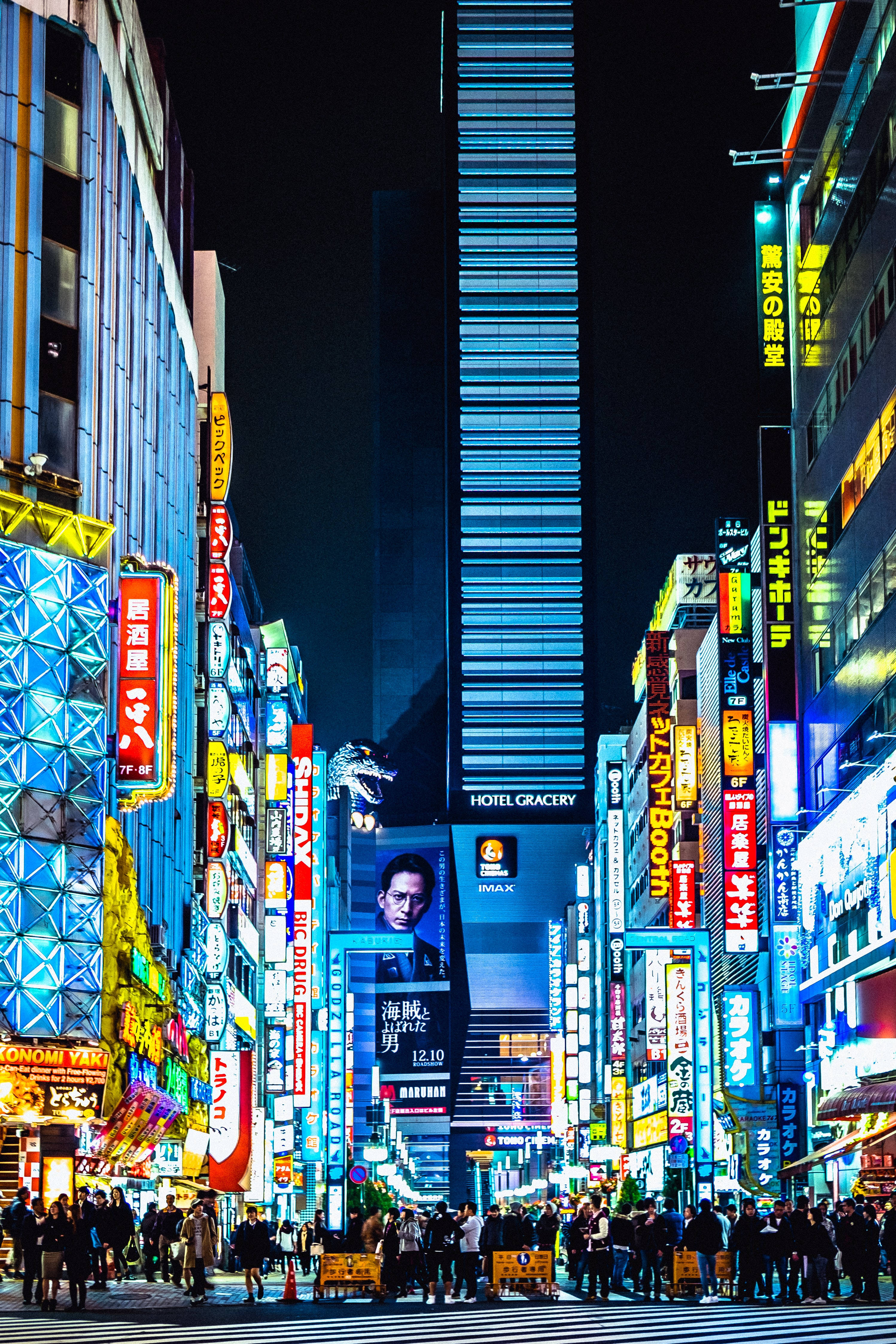 ภาพวอลเปเปอร์ญี่ปุ่น HD เมืองหลากสียามค่ำคืนในโตเกียว วอลเปเปอร์