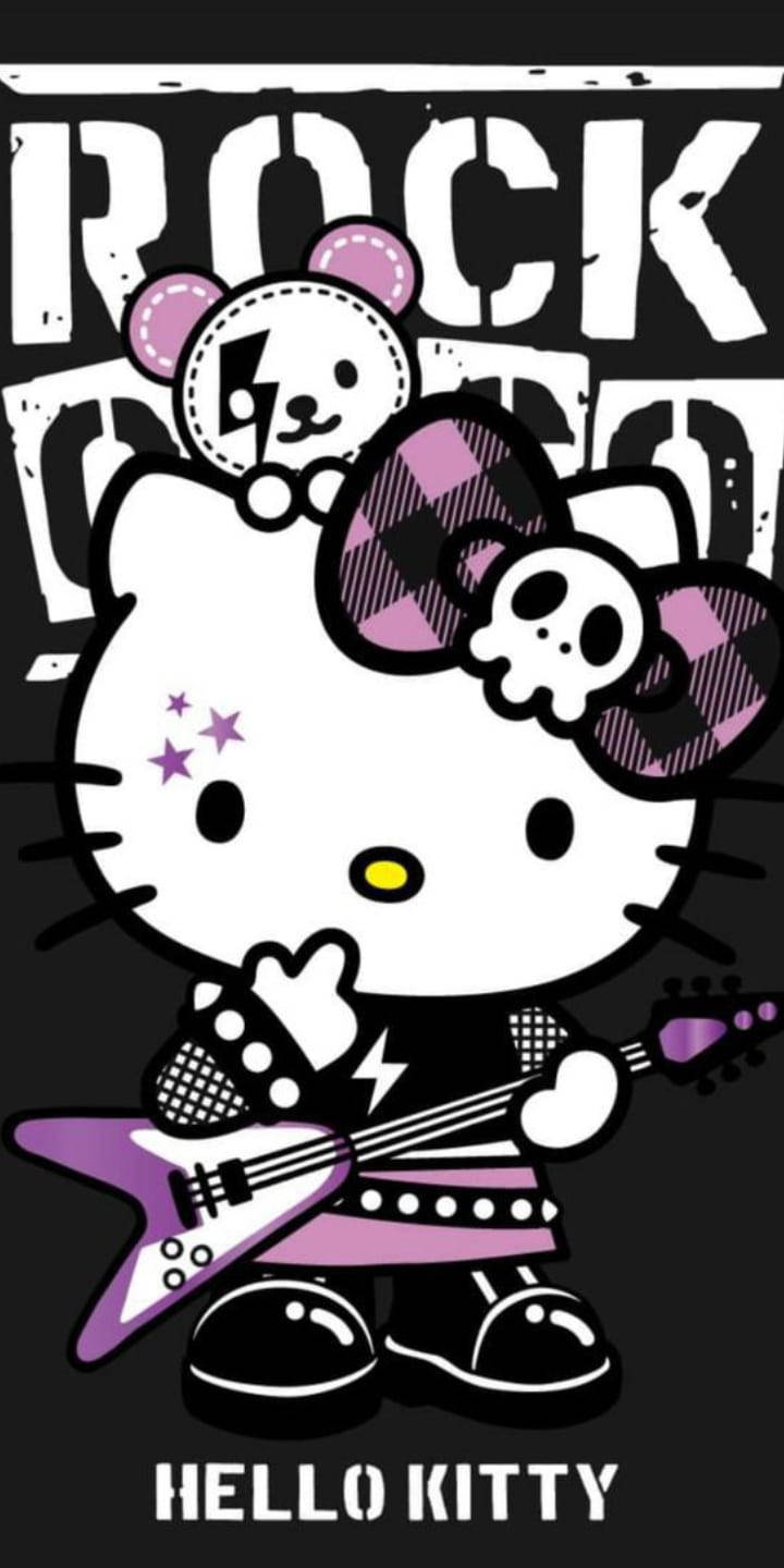 Hell Kitty สายร็อกสีม่วงและดำ วอลเปเปอร์