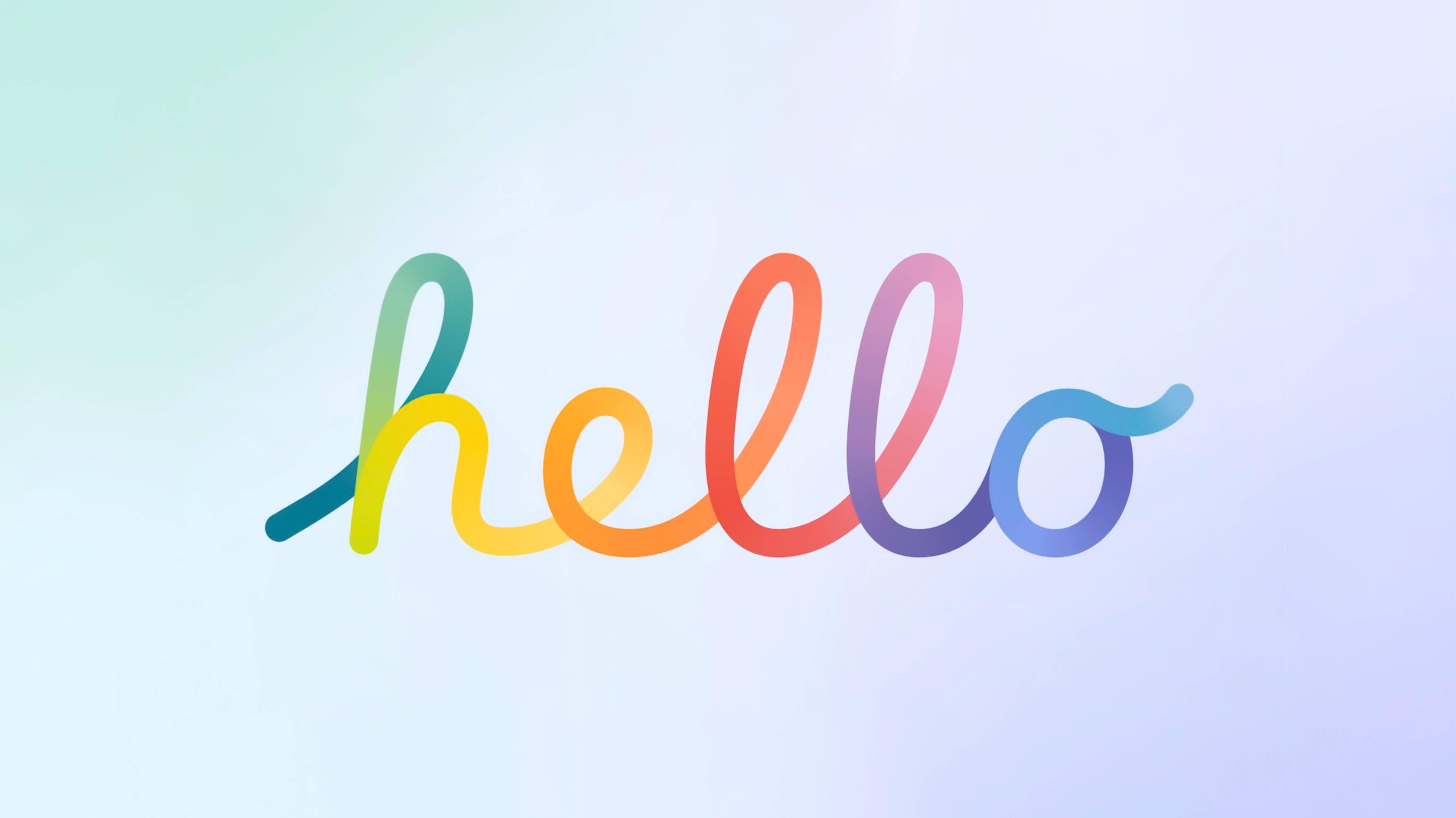 คำว่า Hello สีรุ้งตัวเขียนบน iMac 4K วอลเปเปอร์