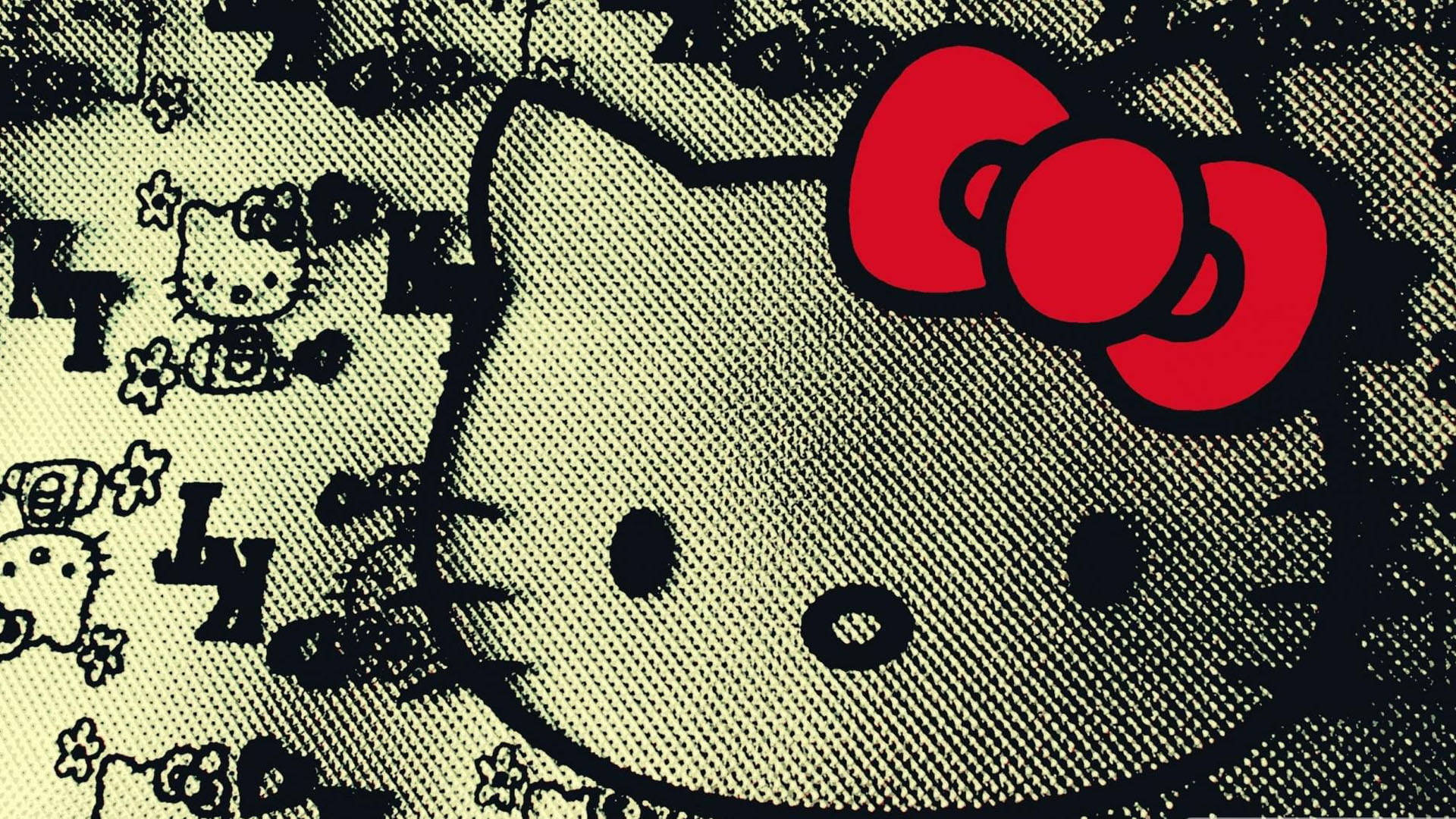 วอลเปเปอร์ Hello Kitty สีดำสไตล์อาร์ต วอลเปเปอร์