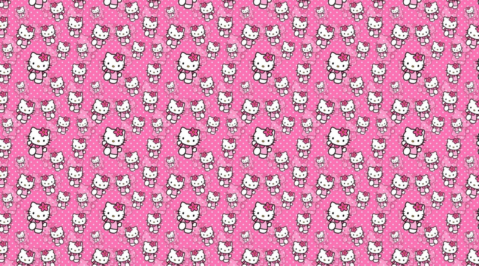 ภาพวาดกราฟิกสาวน้อย Hello Kitty สีชมพูกำลังเดิน วอลเปเปอร์