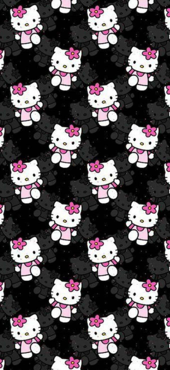 น่ารักกับลาย Hello Kitty สีดำ วอลเปเปอร์