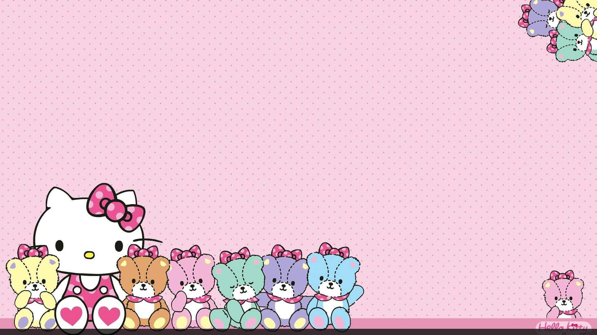 พื้นหลัง Hello Kitty พร้อมตุ๊กตาหมี วอลเปเปอร์