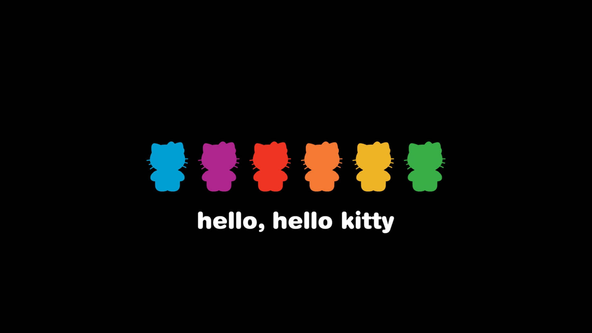 รุ้งบนพื้นดำ Hello Kitty วอลเปเปอร์