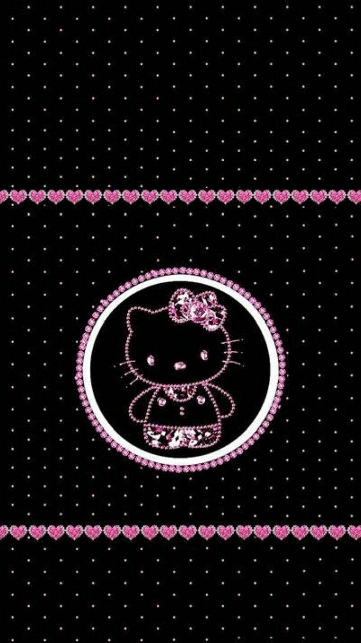 ลายจุดสวยงาม Hello Kitty สีดำ วอลเปเปอร์