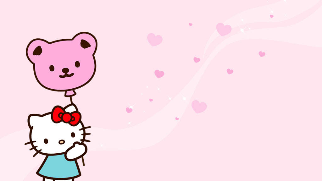 หมีบอลลูน Hello Kitty สายมินิมอล วอลเปเปอร์