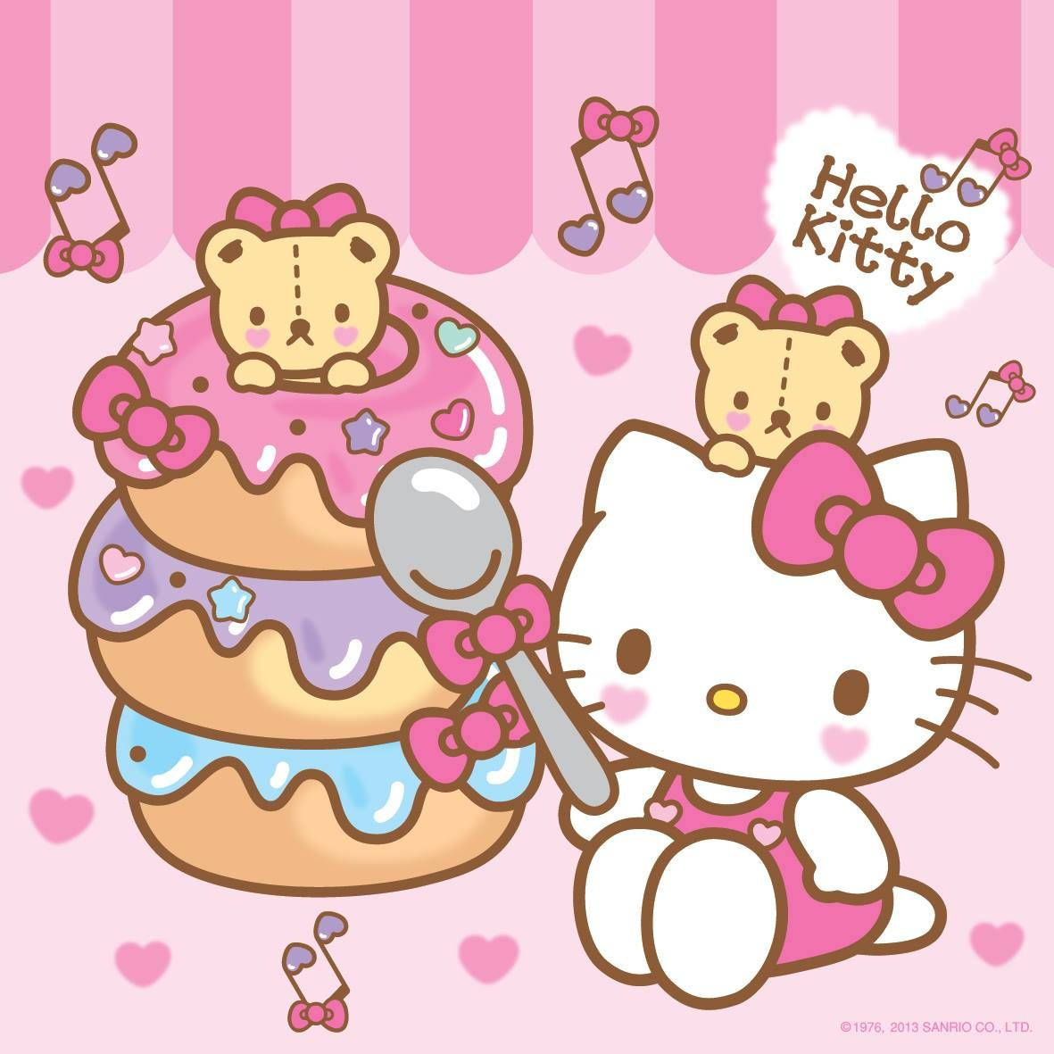 โดนัทและการ์ตูน Hello Kitty PFP วอลเปเปอร์