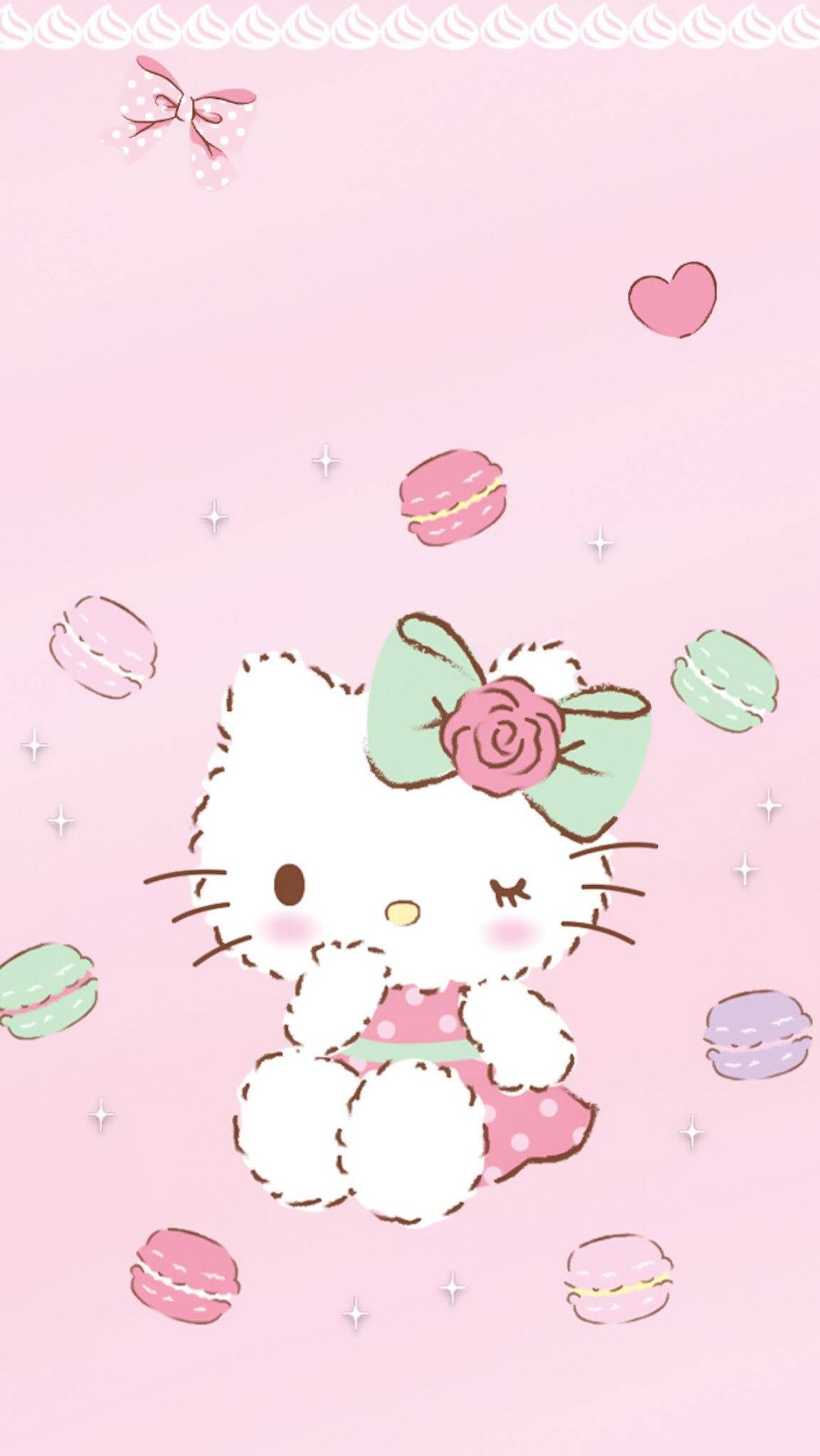 มาการองและการ์ตูน Hello Kitty PFP วอลเปเปอร์