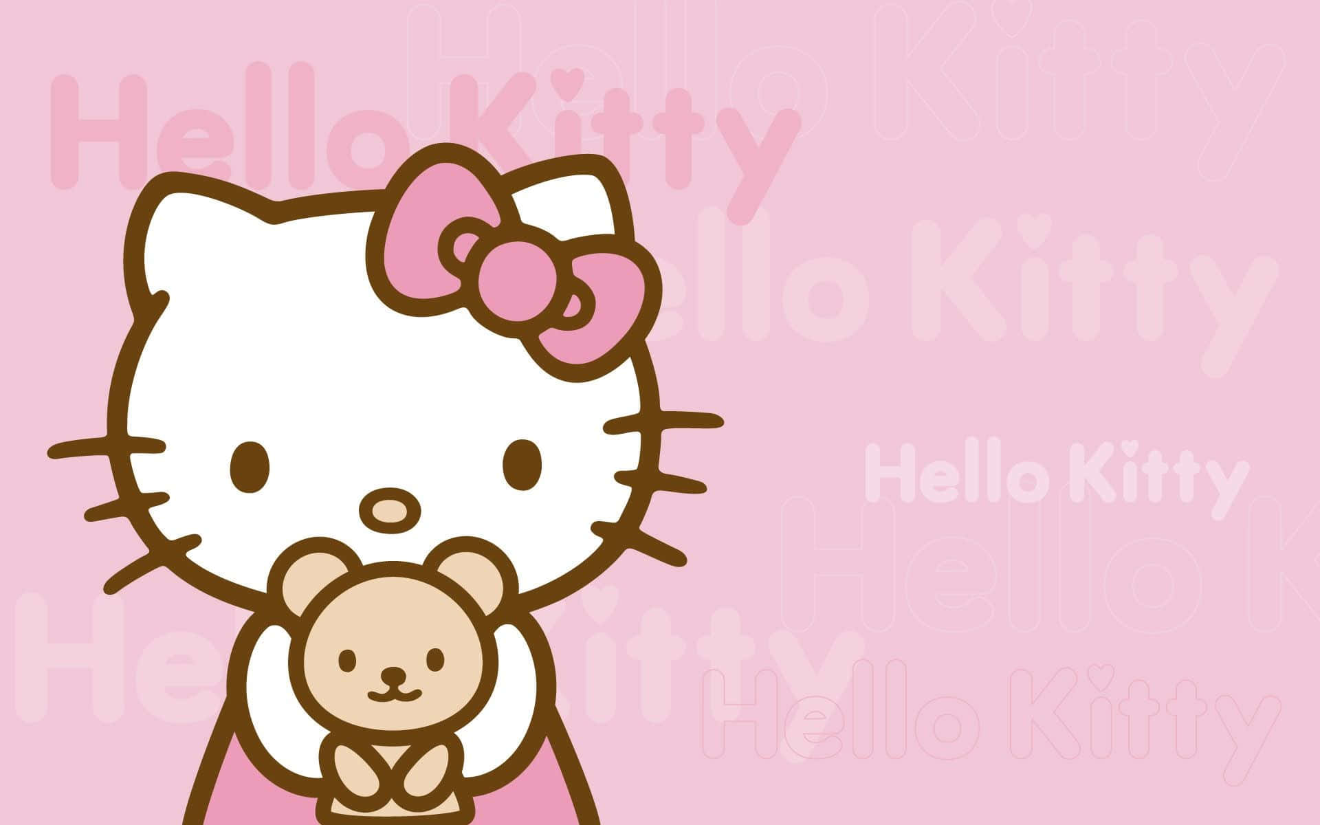 พื้นหลัง Hello Kitty พร้อมตุ๊กตาสัตว์ วอลเปเปอร์