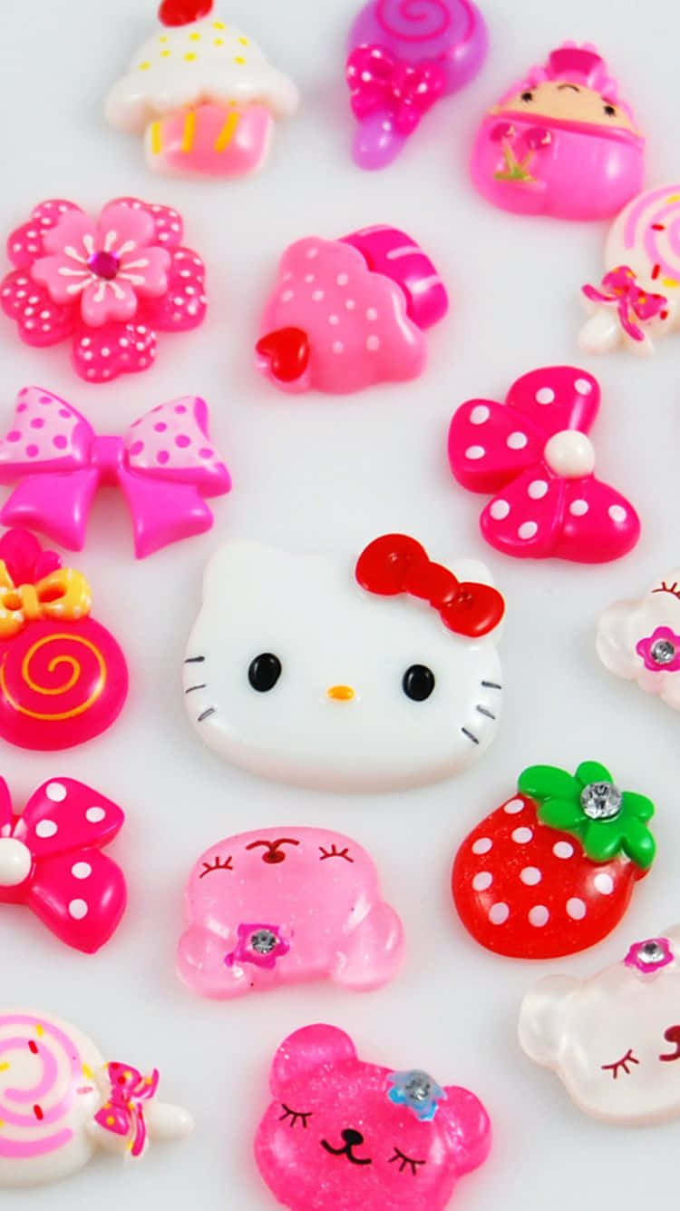 พื้นหลังน่ารักของสิ่งของสีชมพู Hello Kitty วอลเปเปอร์