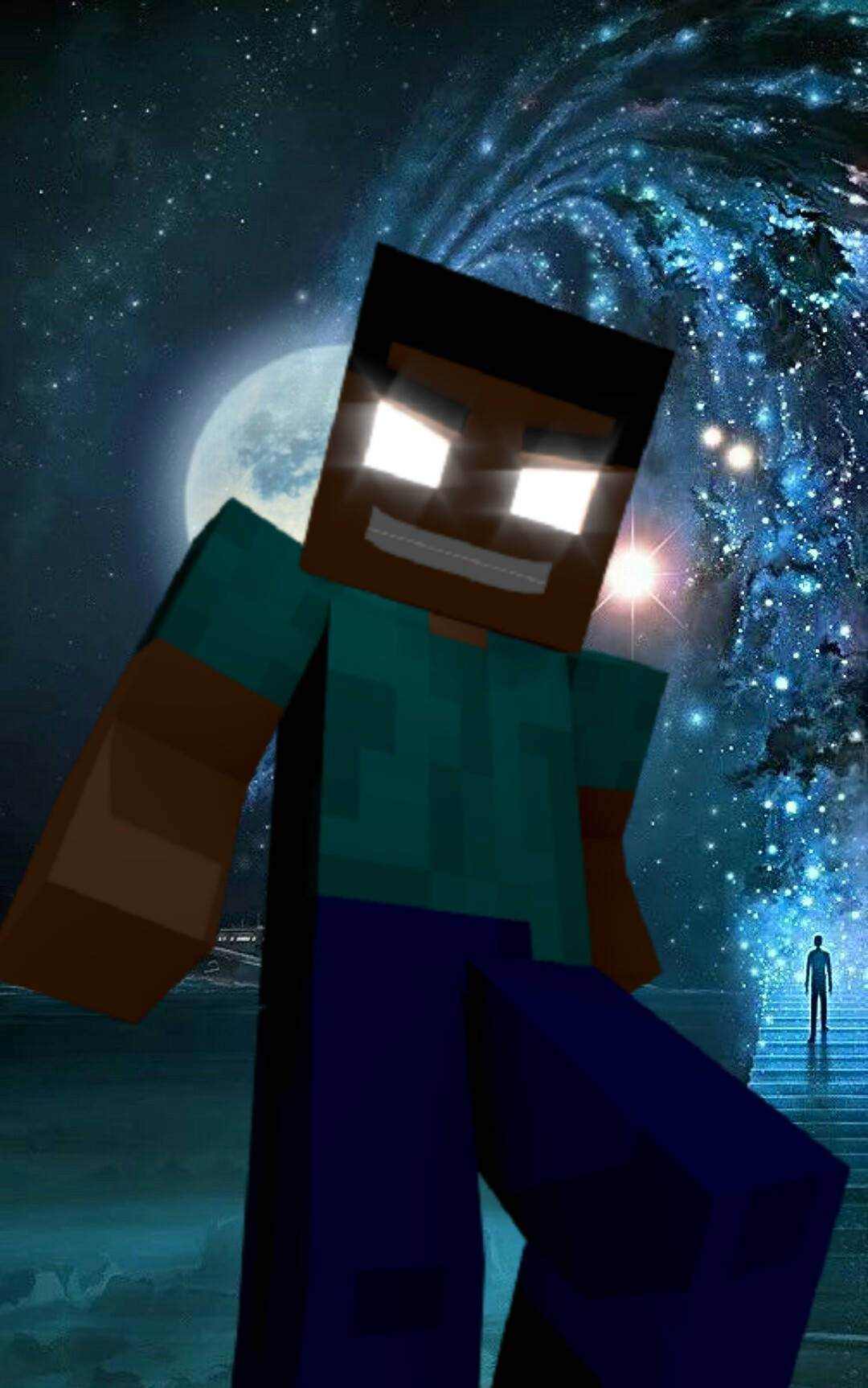 Herobrine Full Moon Art วอลเปเปอร์