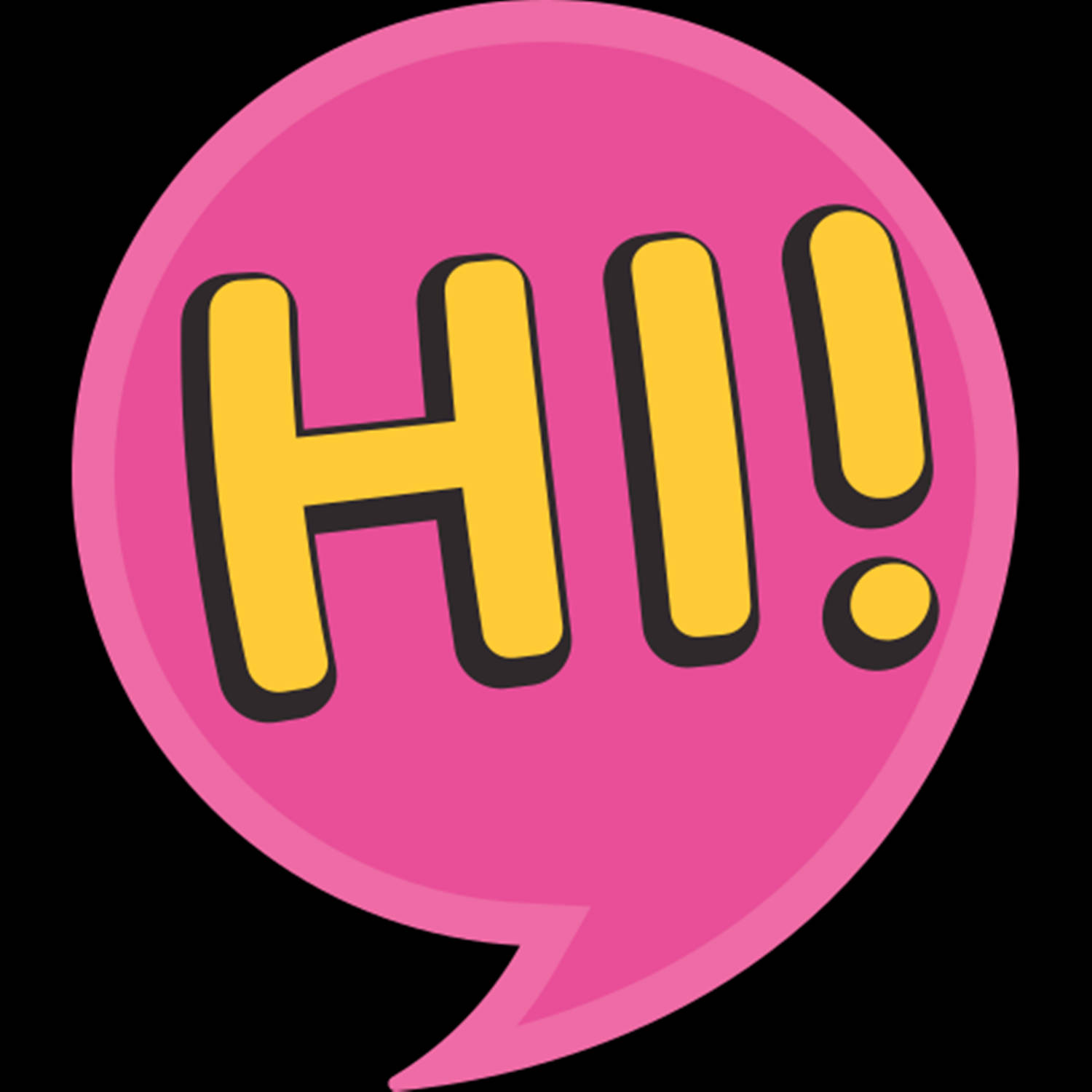 คำทักทาย "Hi" ในกรอบคำพูดสีชมพู วอลเปเปอร์