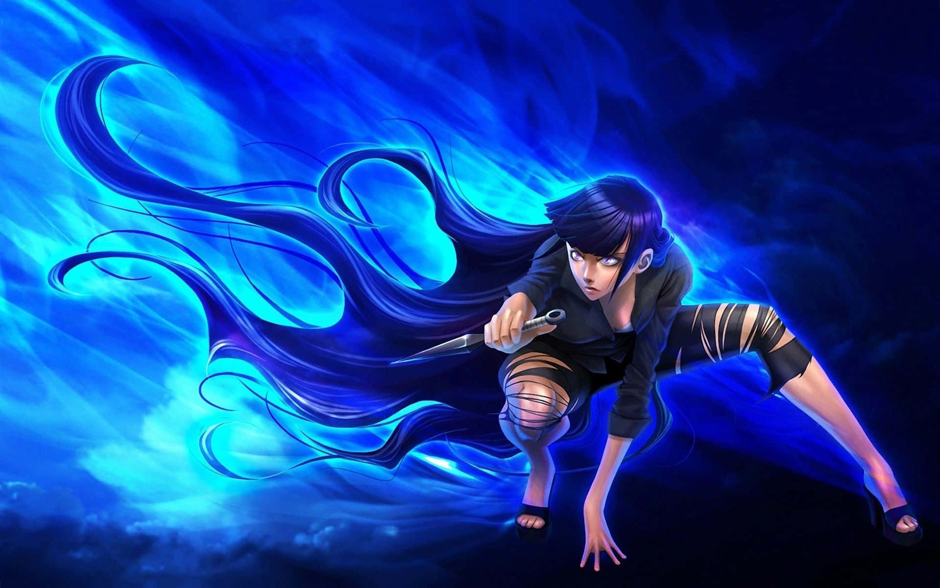Hinata Hyuga Naruto นีออนสีฟ้าดิจิทัลอาร์ต วอลเปเปอร์