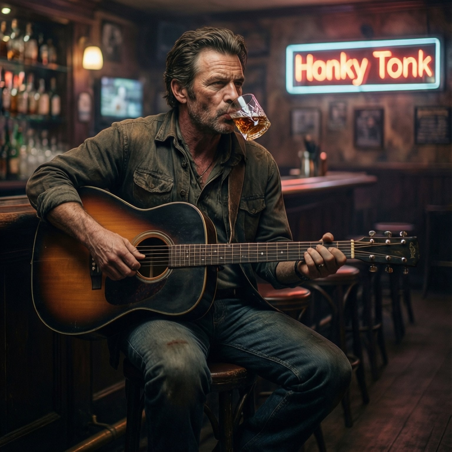 ฉากบาร์ Honky Tonk วอลเปเปอร์
