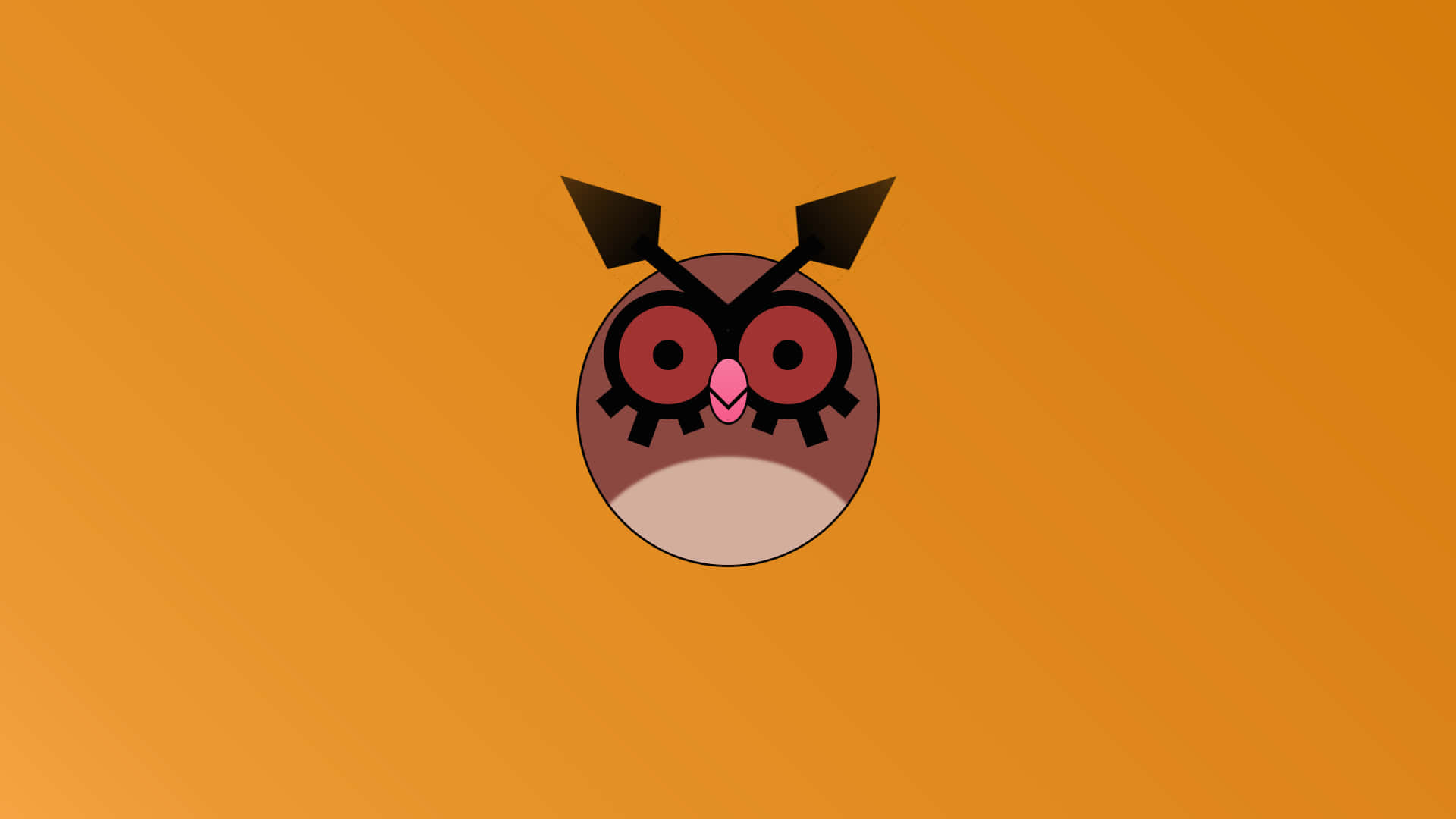 ภาพวาด Hoothoot แบบเรียบง่ายบนพื้นหลังสีส้ม วอลเปเปอร์