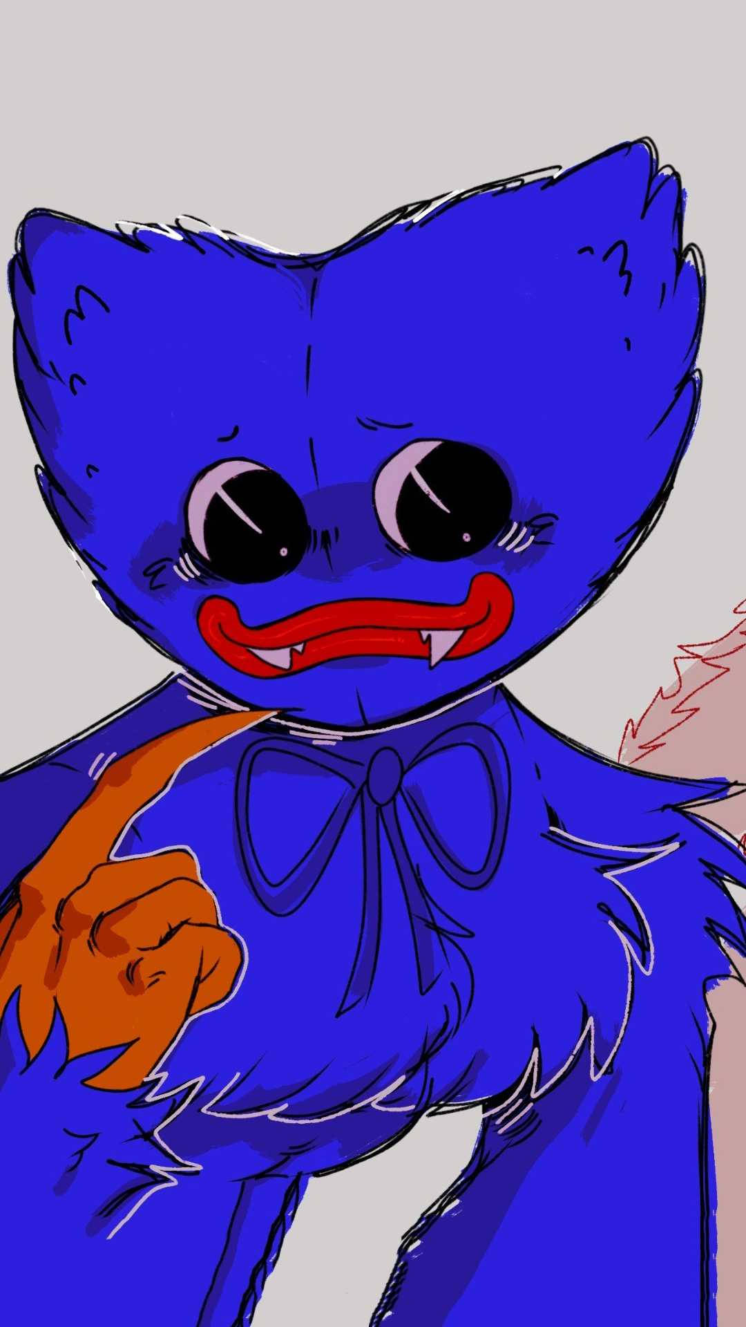 ภาพวาดน่ารักของ Huggy Wuggy จากเกม Poppy Playtime วอลเปเปอร์