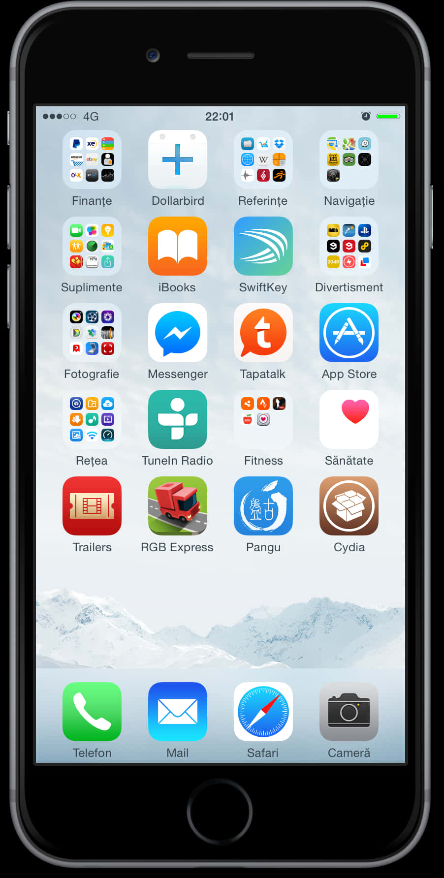 หน้าจอโฮมของ iPhone พร้อมแอป วอลเปเปอร์