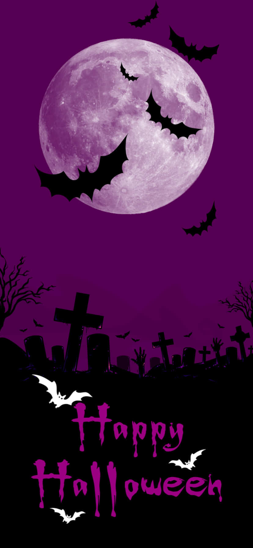 พื้นหลัง iPhone Halloween สีม่วงเข้ม วอลเปเปอร์