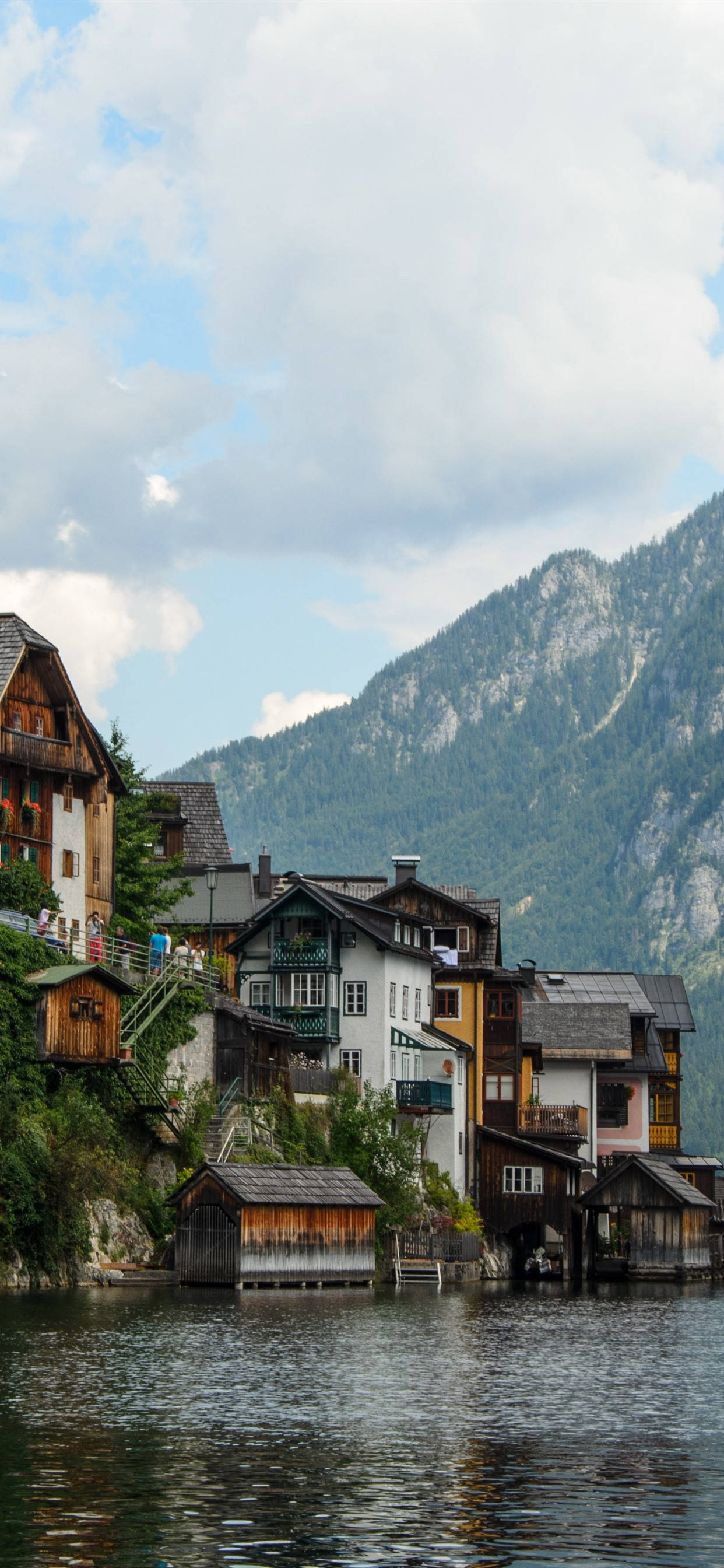 ท่องเที่ยว iPhone ทะเลสาบ Hallstätter หรือทะเลสาบ Hallstatt ออสเตรีย วอลเปเปอร์