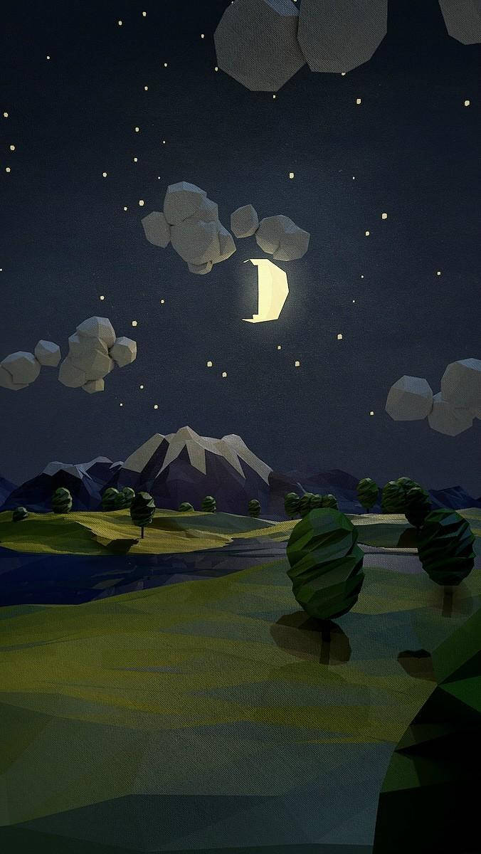 ภาพวาดป่าหลายเหลี่ยม iPhone SE วอลเปเปอร์