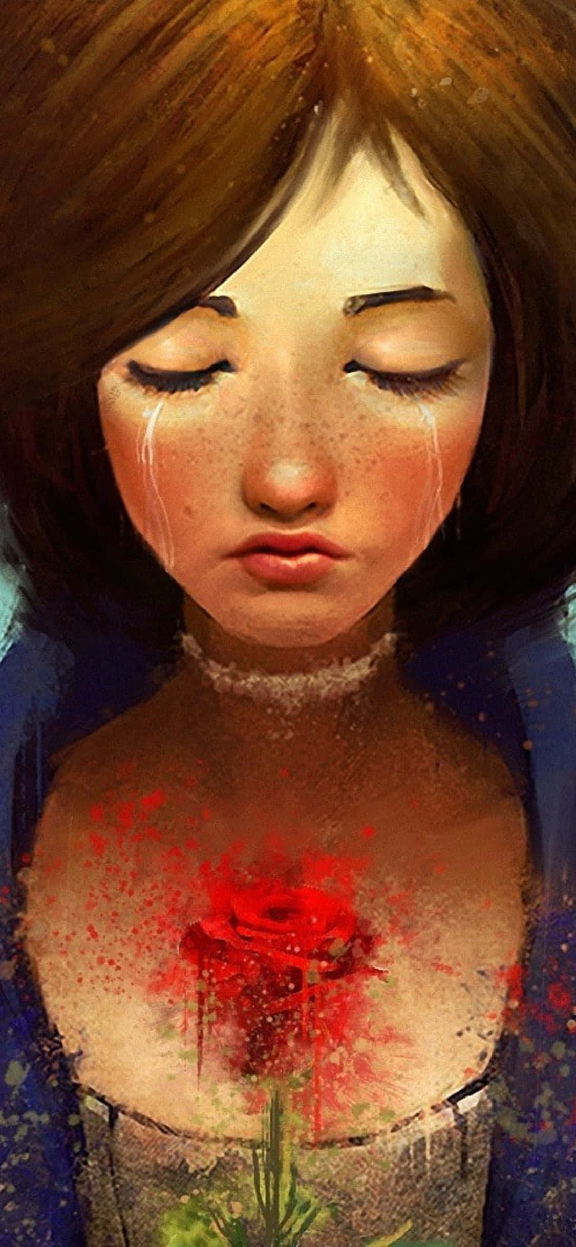 พื้นหลัง iPhone X Bioshock Infinite ภาพวาดแฟนอาร์ต อลิซาเบธร้องไห้ วอลเปเปอร์
